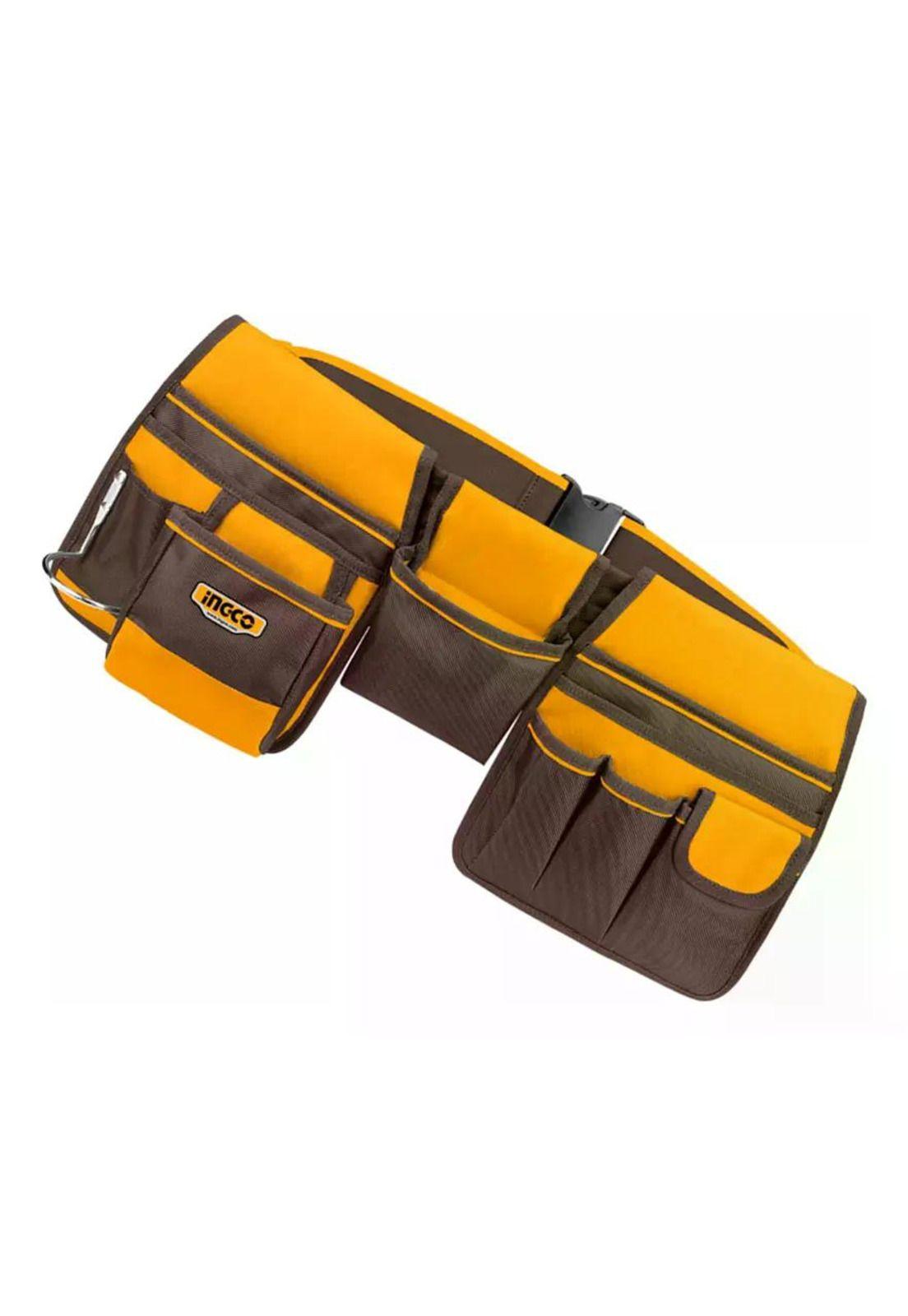 Cinturon Porta Herramientas 10 Bolsillos 10kg Ajustable Amarillo-2