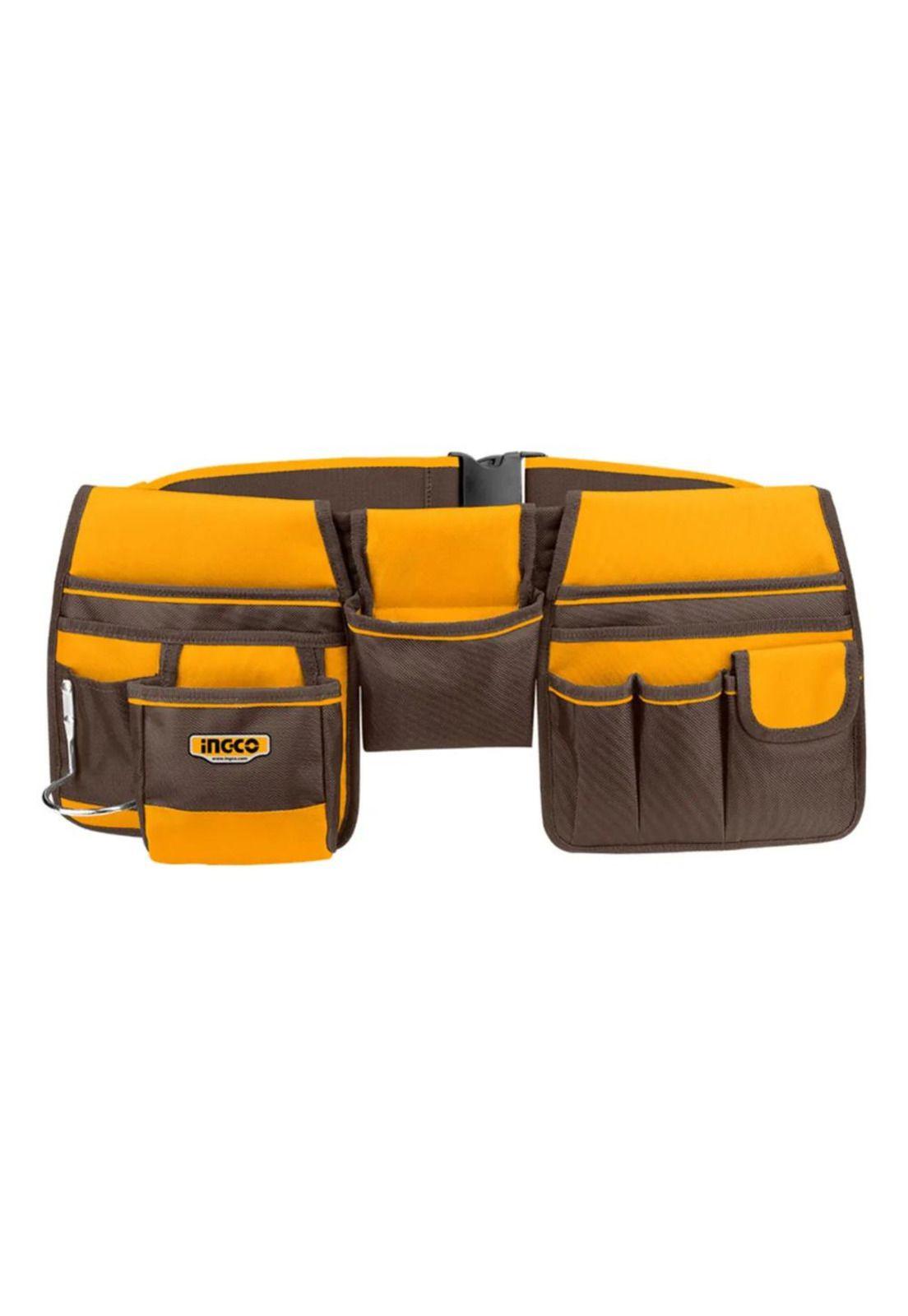 Cinturon Porta Herramientas 10 Bolsillos 10kg Ajustable Amarillo-3