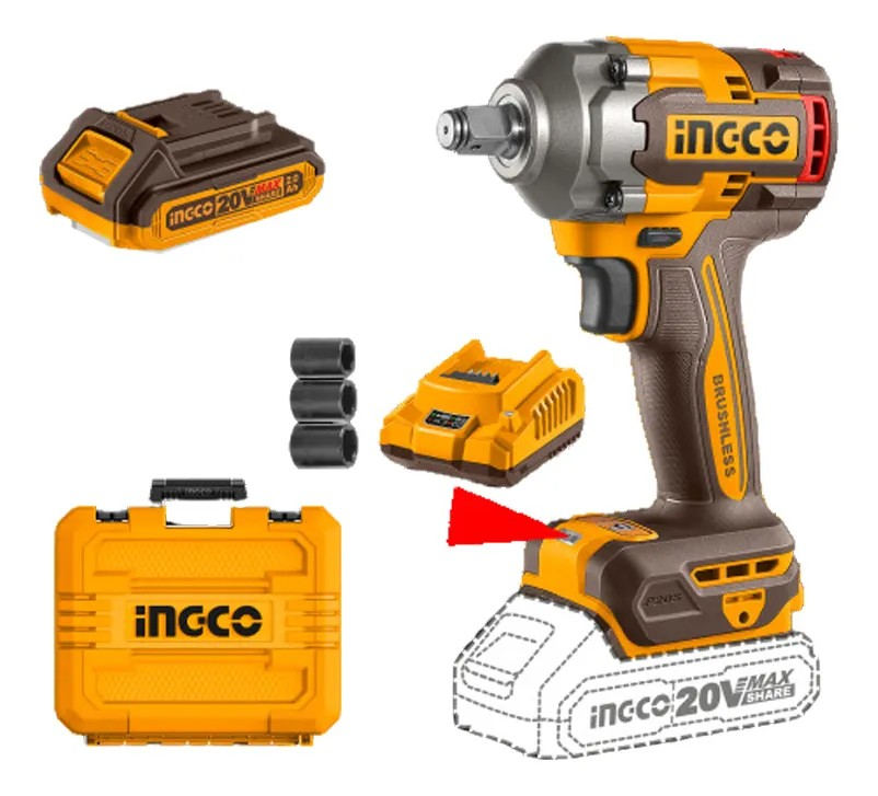 Pistola Llave De Impacto Bl 1 2 20v 400 Nm Ingco Ciwli2040-2
