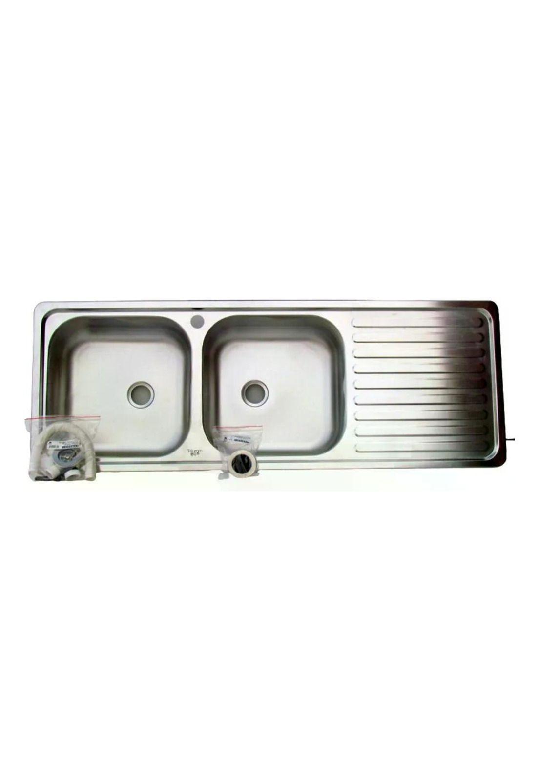 Lavaplatos Doble 120x44 Empotrado Monomando Derecho Taumm Gris-0
