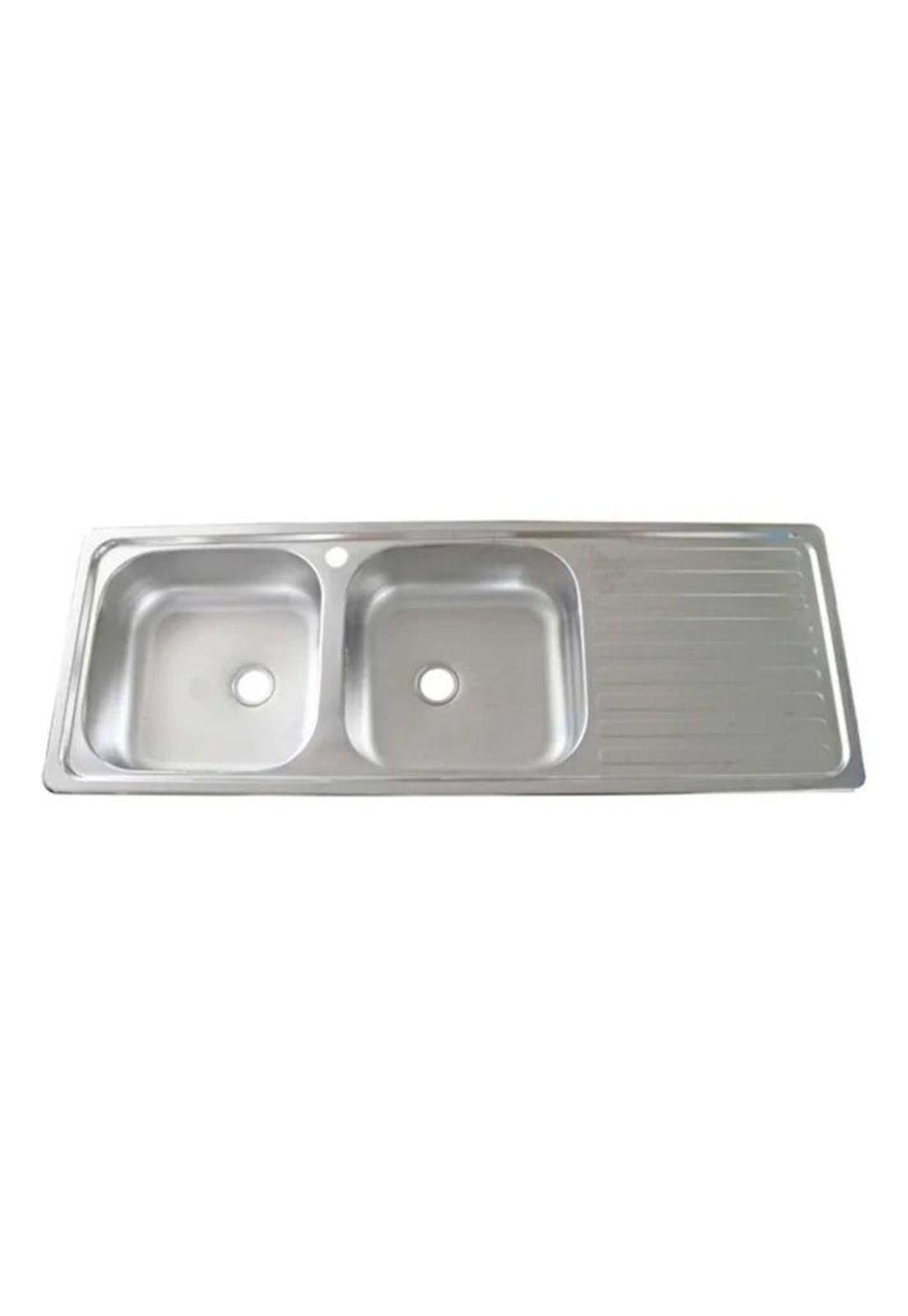 Lavaplatos Doble 120x44 Empotrado Monomando Derecho Taumm Gris-1