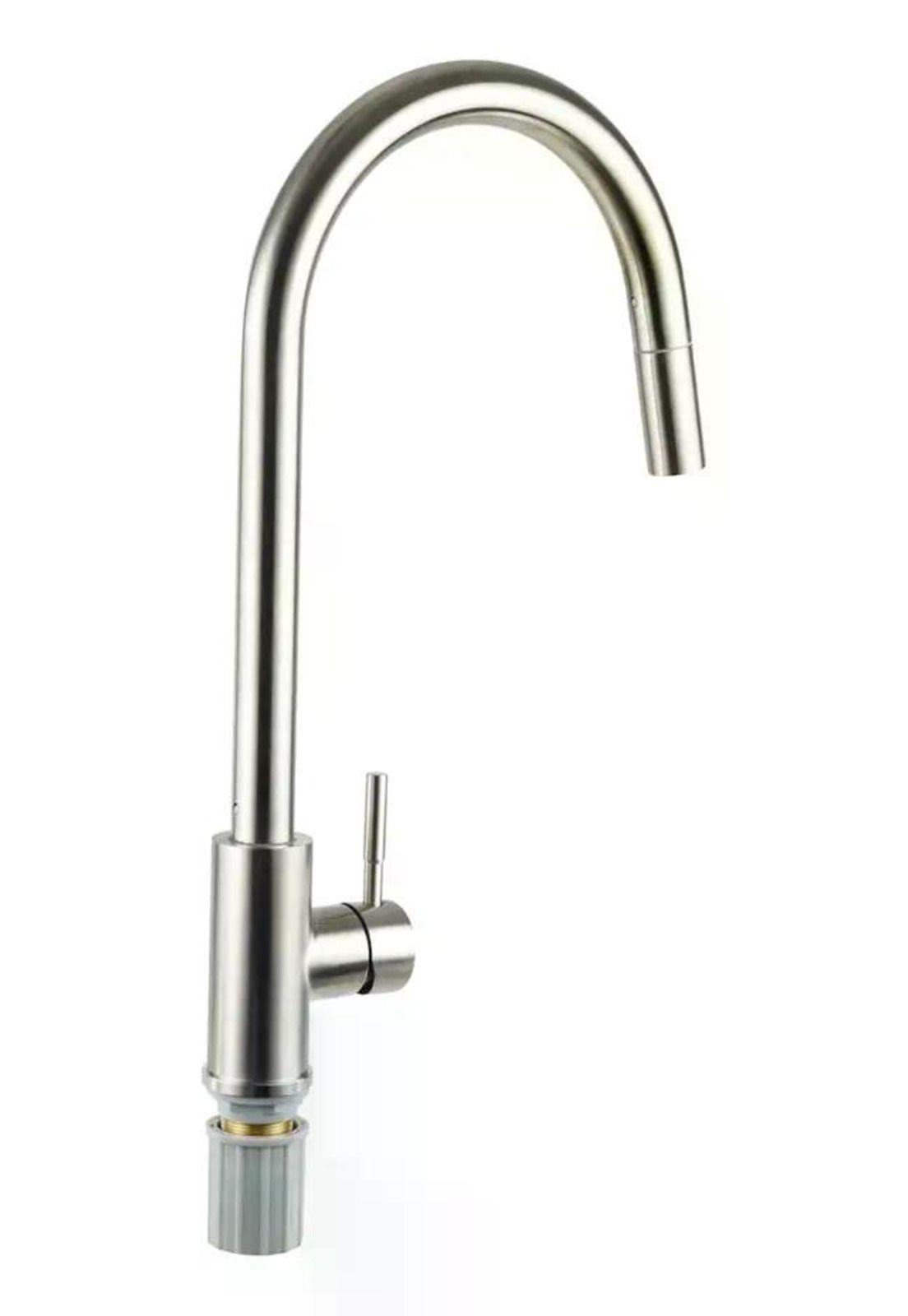 Llave Monomando Lavaplato Vertical Modern Taumm Extraíble In Plateado Brillante-1