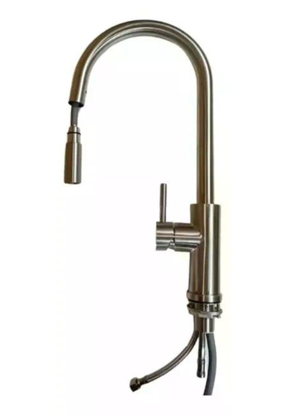 Llave Monomando Lavaplato Vertical Modern Taumm Extraíble In Plateado Brillante-3