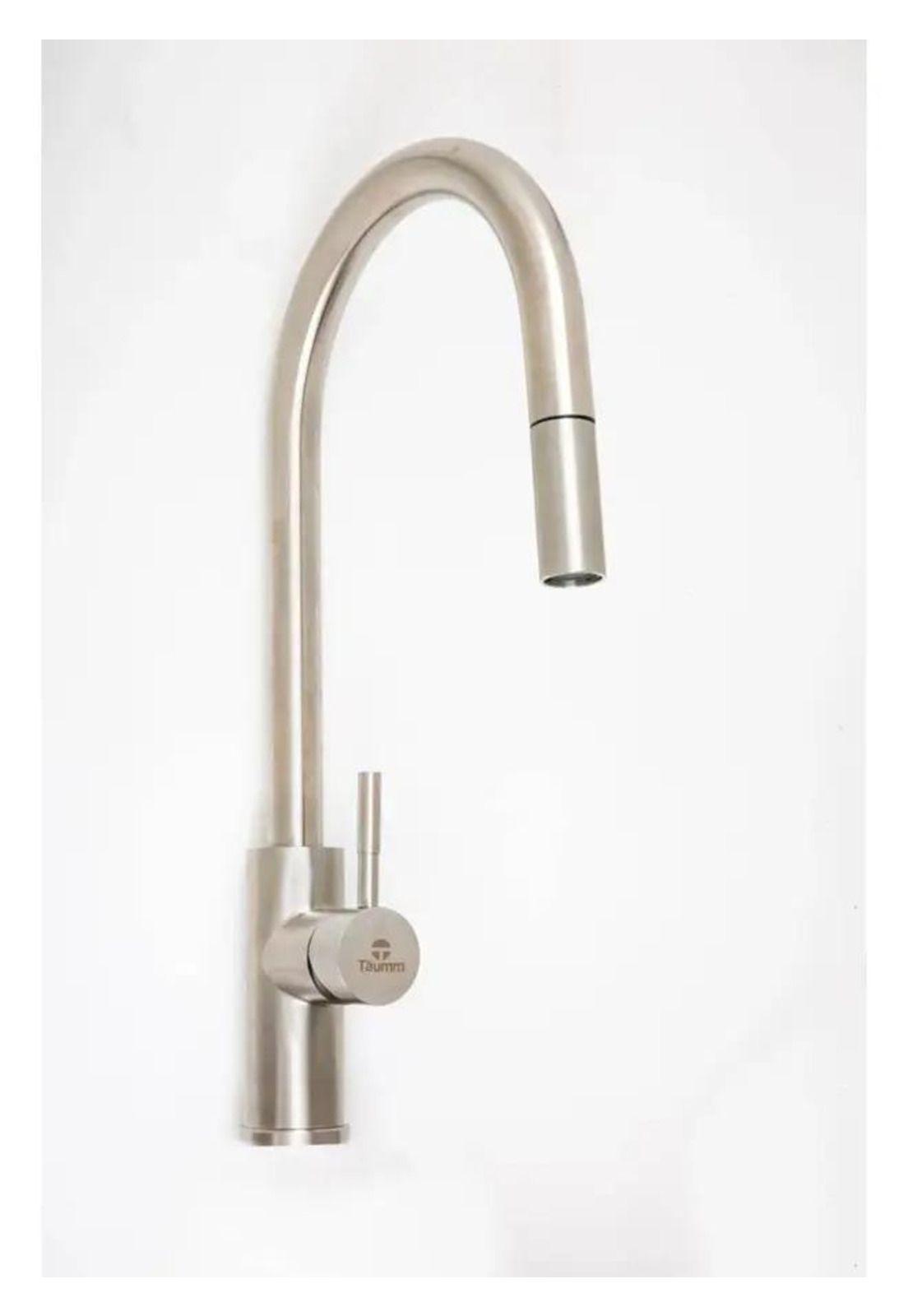 Llave Monomando Lavaplato Vertical Modern Taumm Extraíble In Plateado Brillante-4