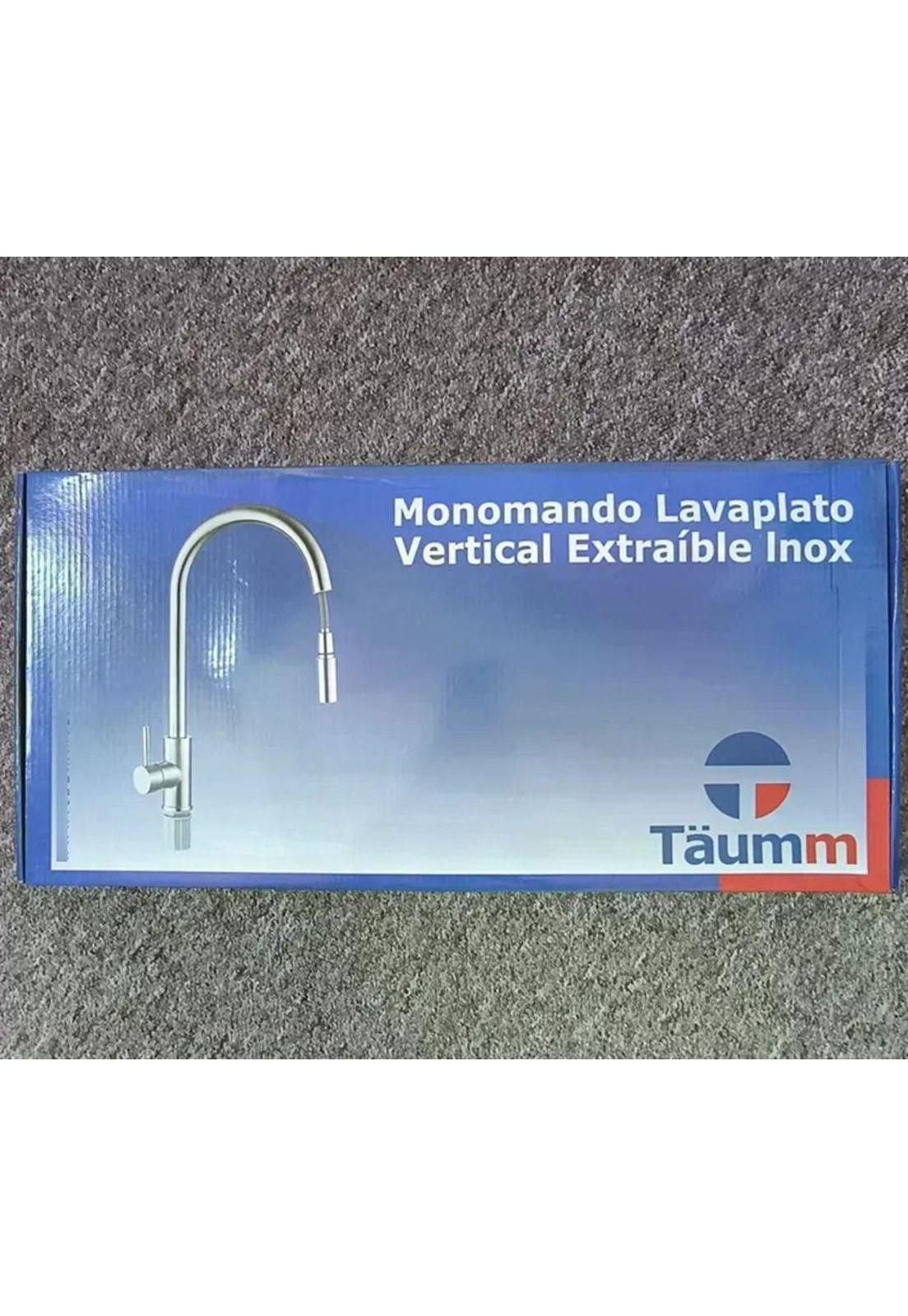 Llave Monomando Lavaplato Vertical Modern Taumm Extraíble In Plateado Brillante-6