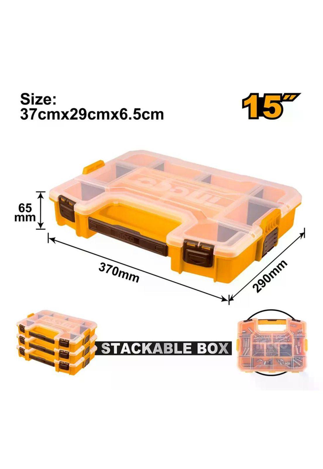 Organizador De Plástico Ingco Con Divisiones De 15 Pbx1511 Naranja-1