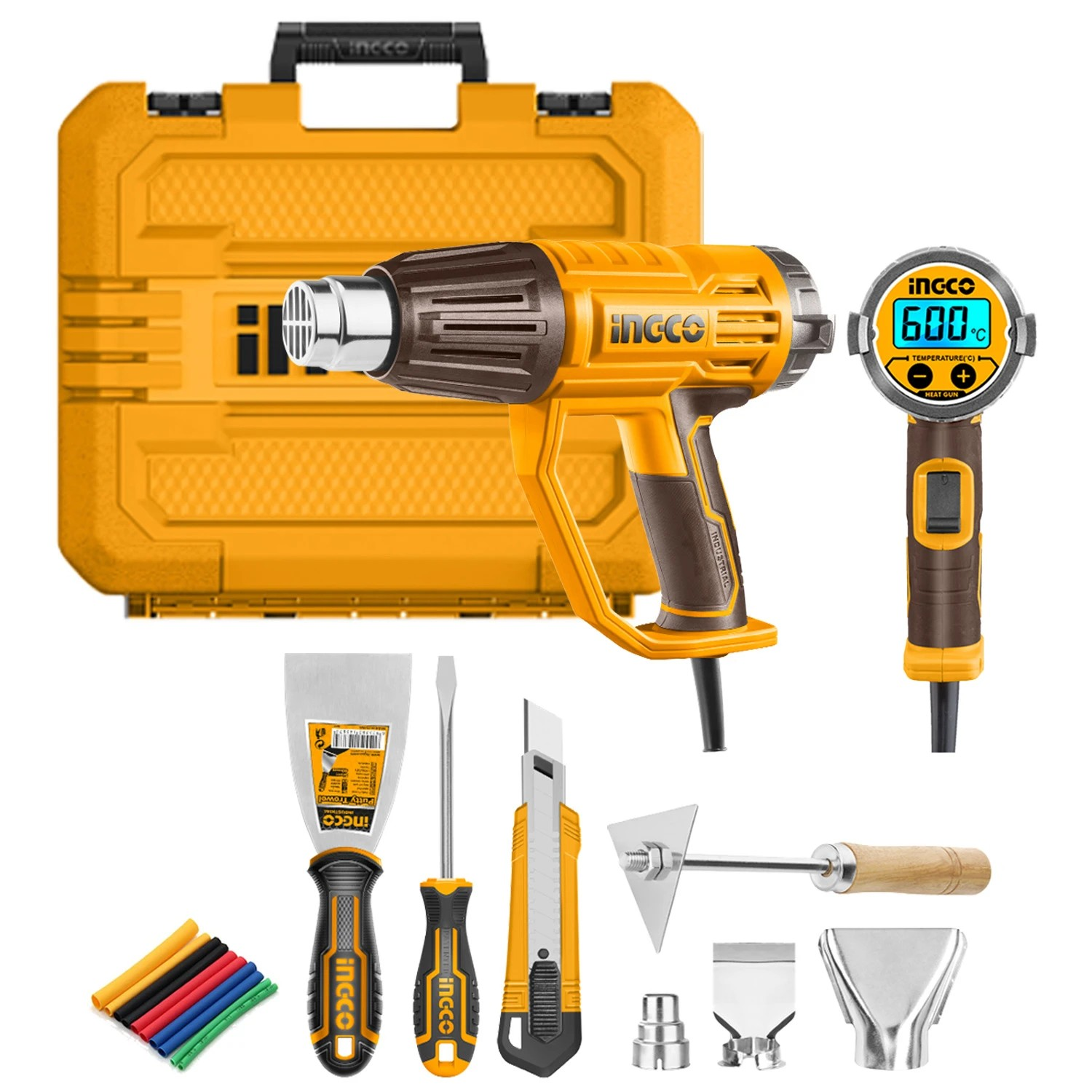 Pistola De Calor Digital Ingco 2000w 50/600 C +acc Hg2000581-0