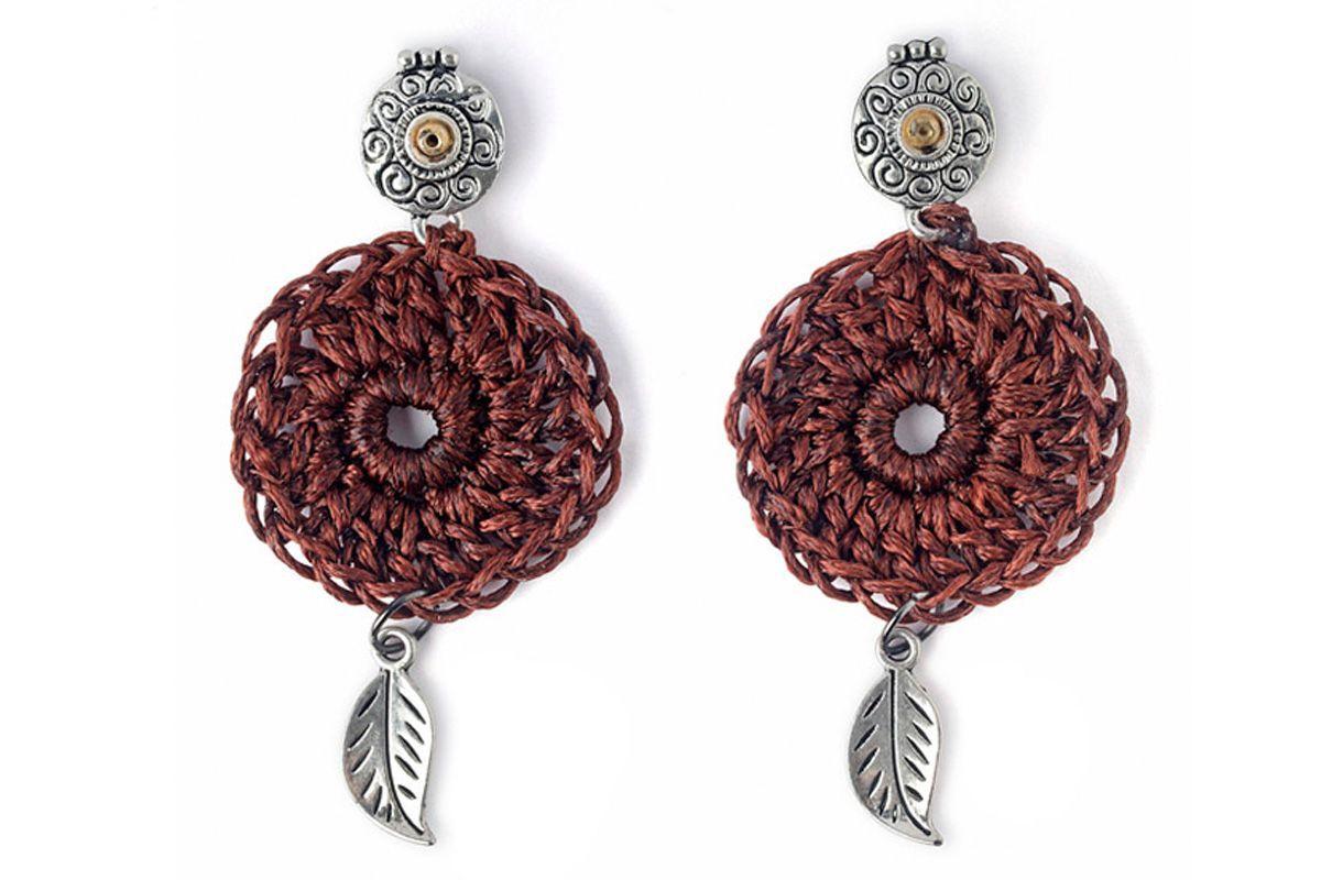 Aros tejidos hoja Boho-0