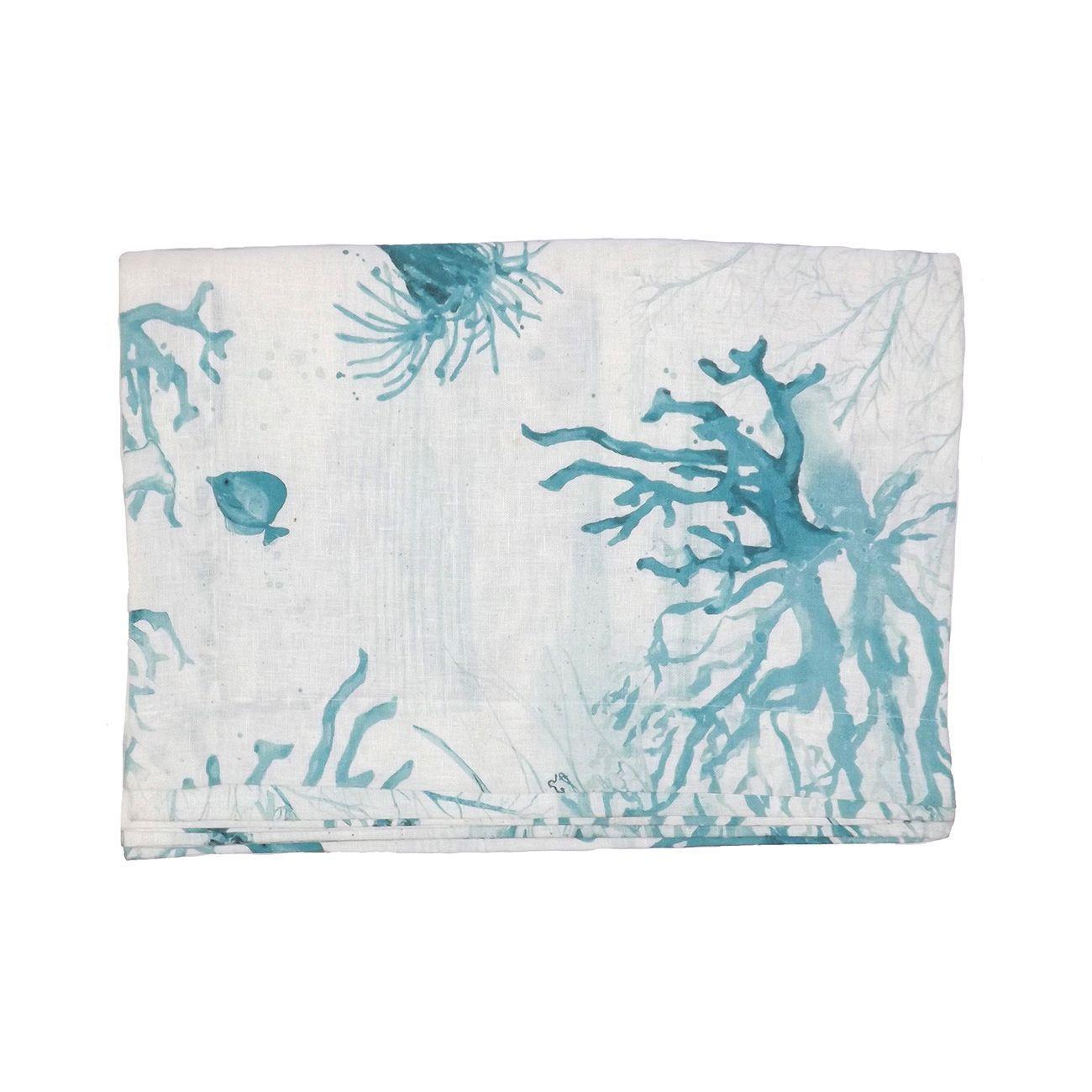 Mantel Lino Pintado Océano-0