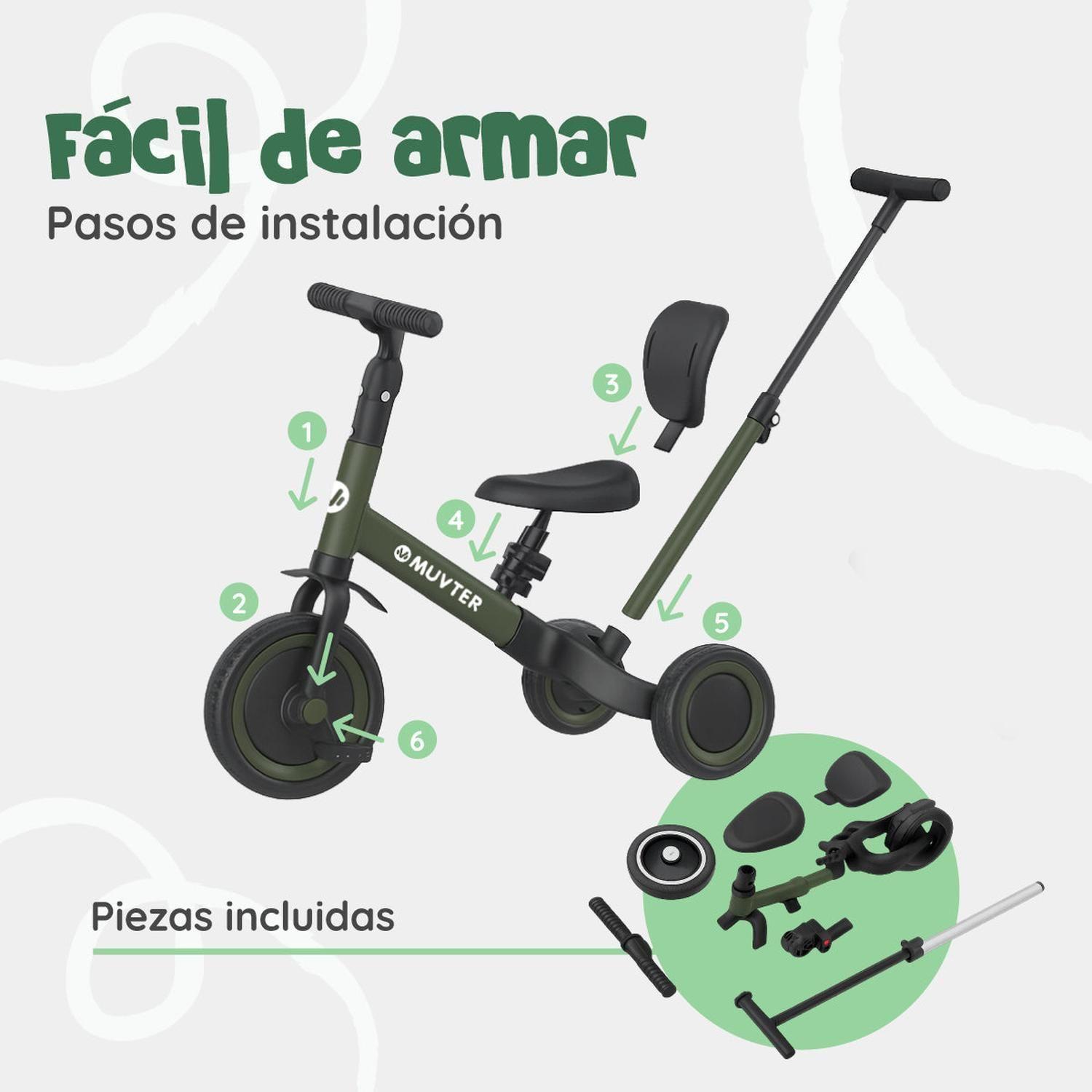 Triciclo multifuncional 5 en 1 Muvter Ride-4