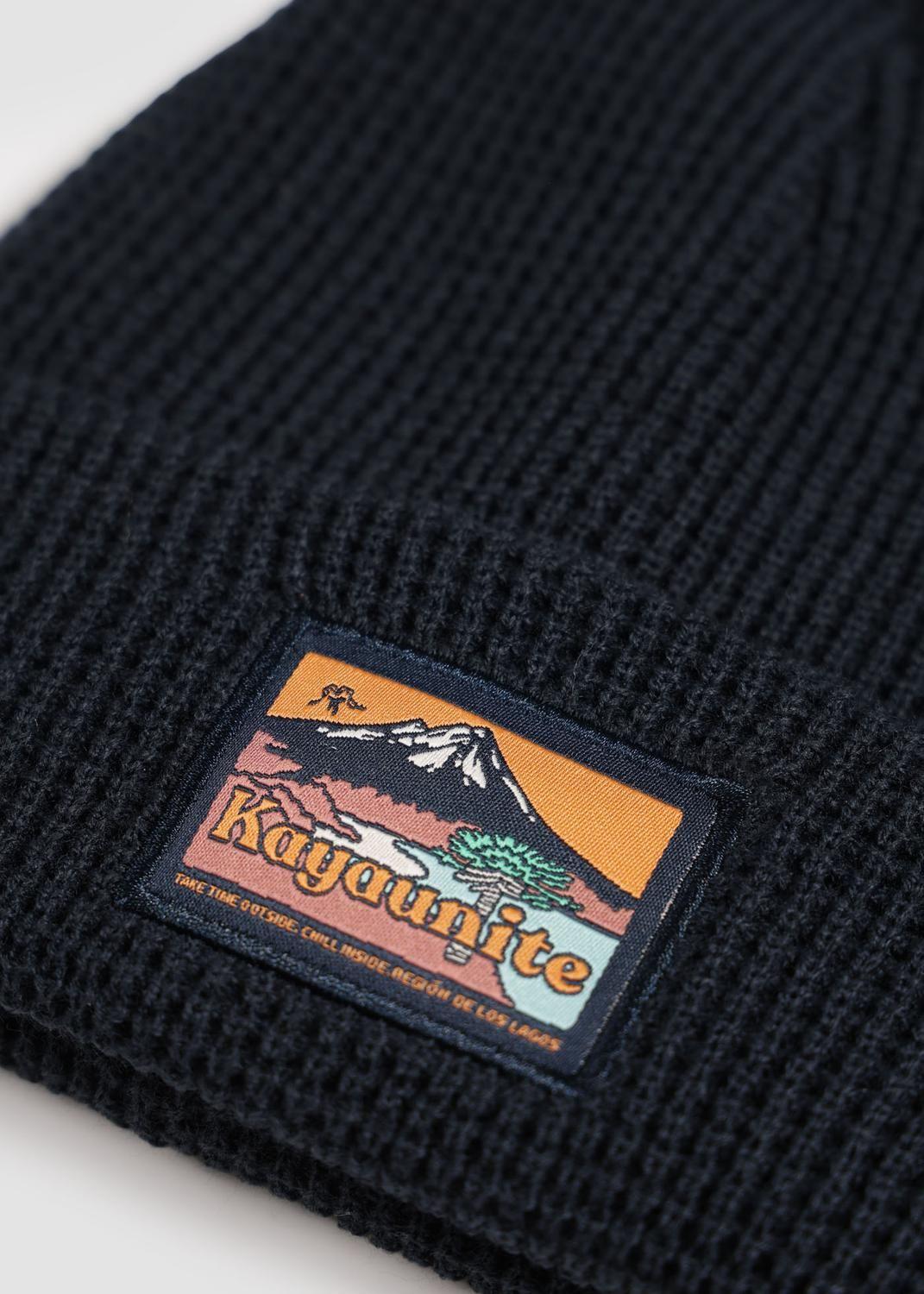 Gorro Beanie Waffle Niños Azul-2