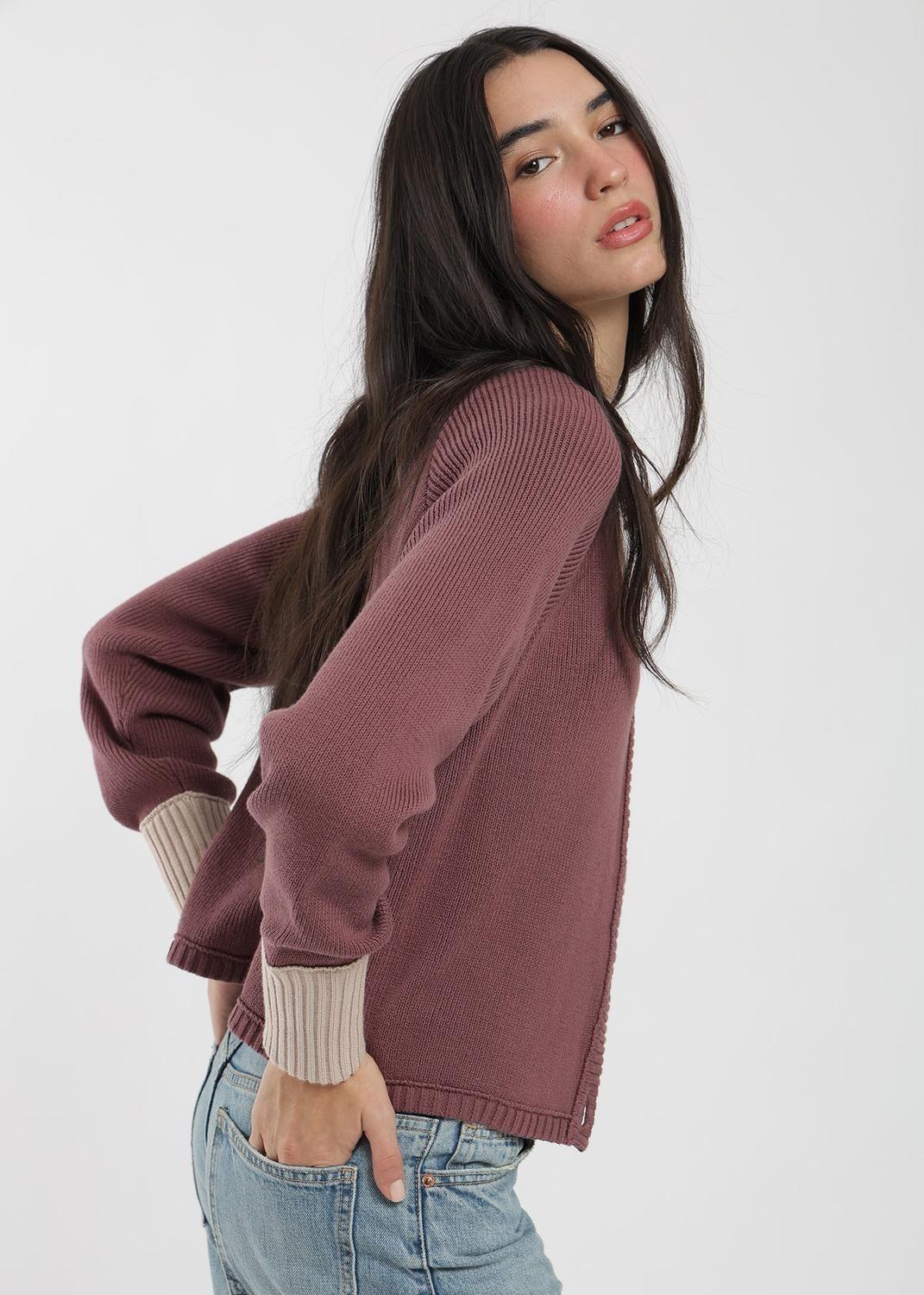 Cardigan Tejido Contratono Mujer-2