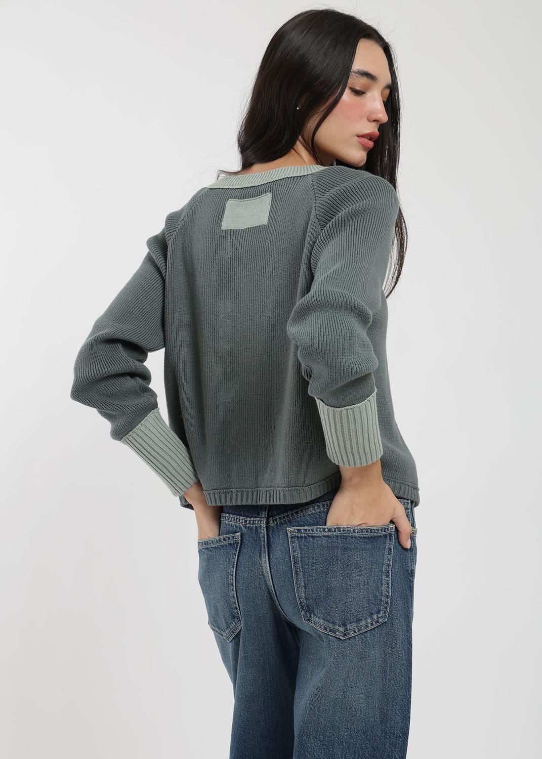 Cardigan Tejido Contratono Mujer-2