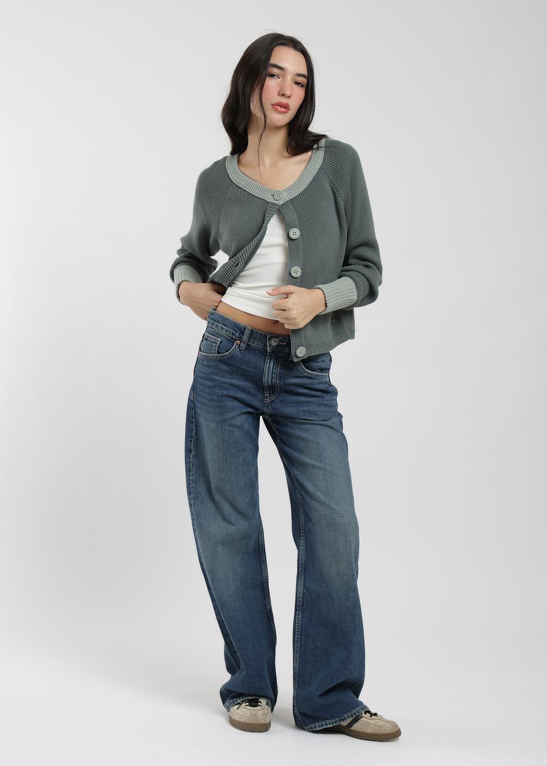 Cardigan Tejido Contratono Mujer-3