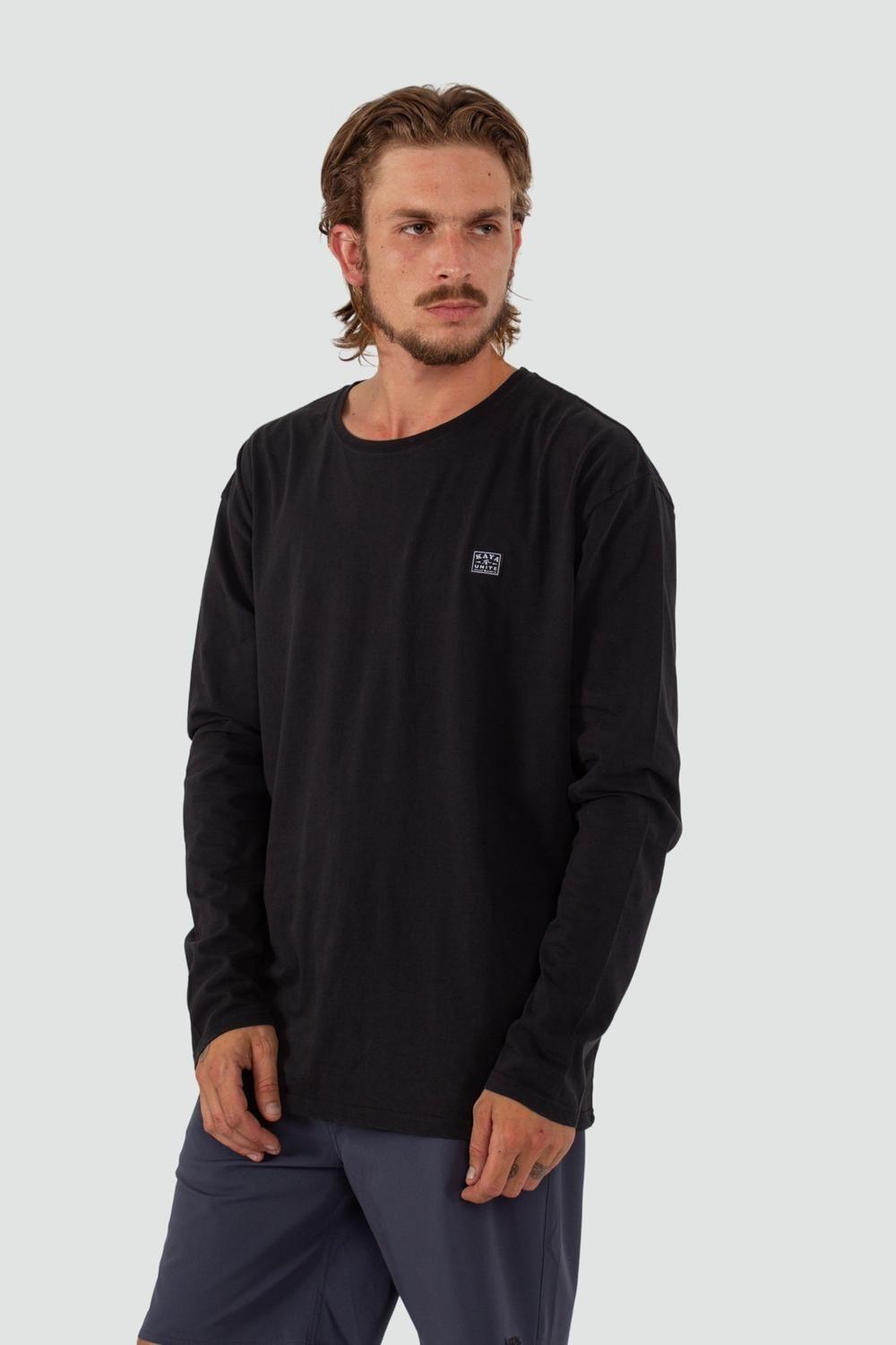 Polera Hombre Manga Larga Daily Negra-0