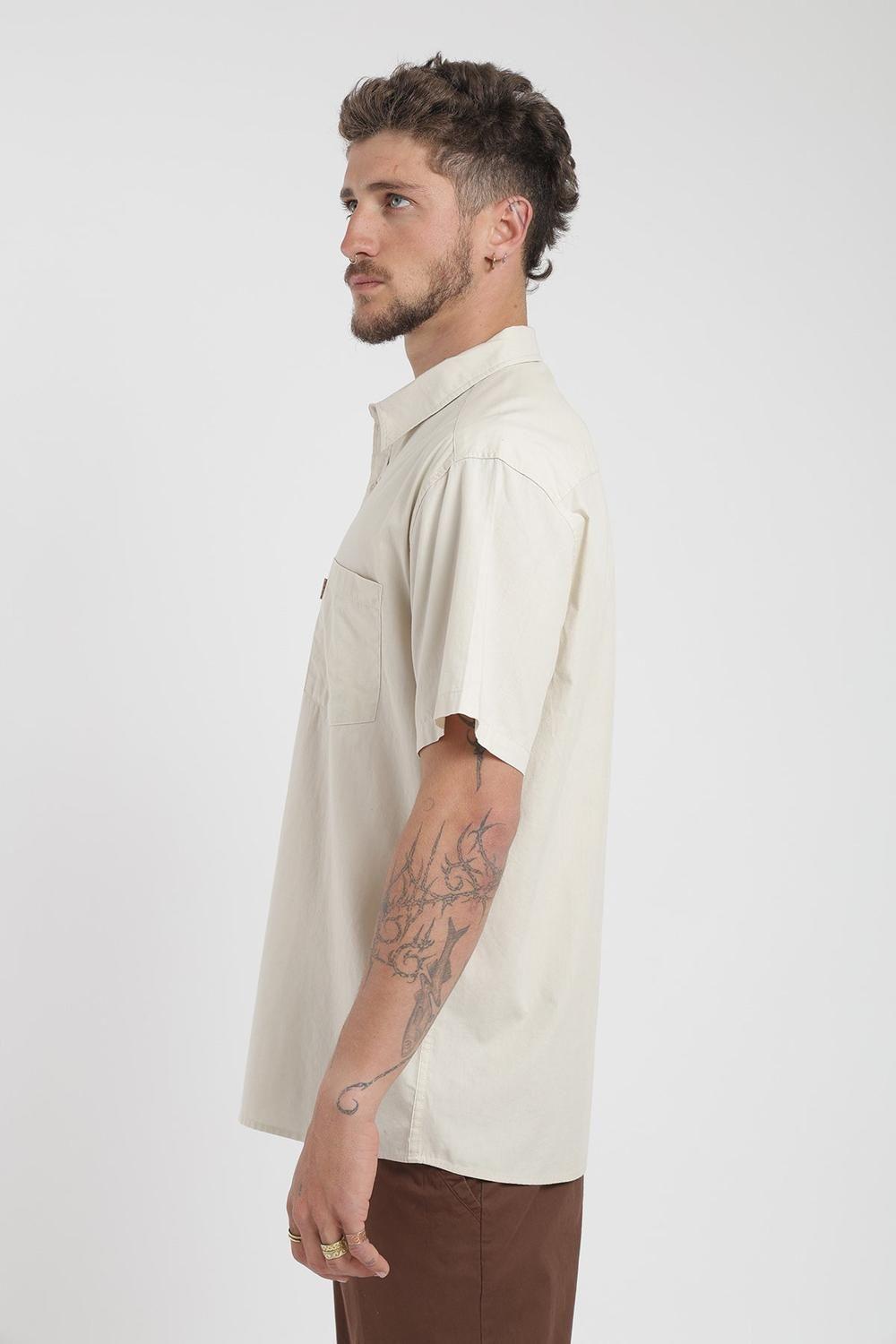 Camisa Manga Corta Algodón Hombre - Arena-1