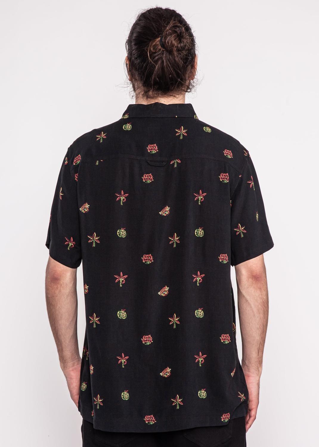 Guayabera Palm Black Red-1