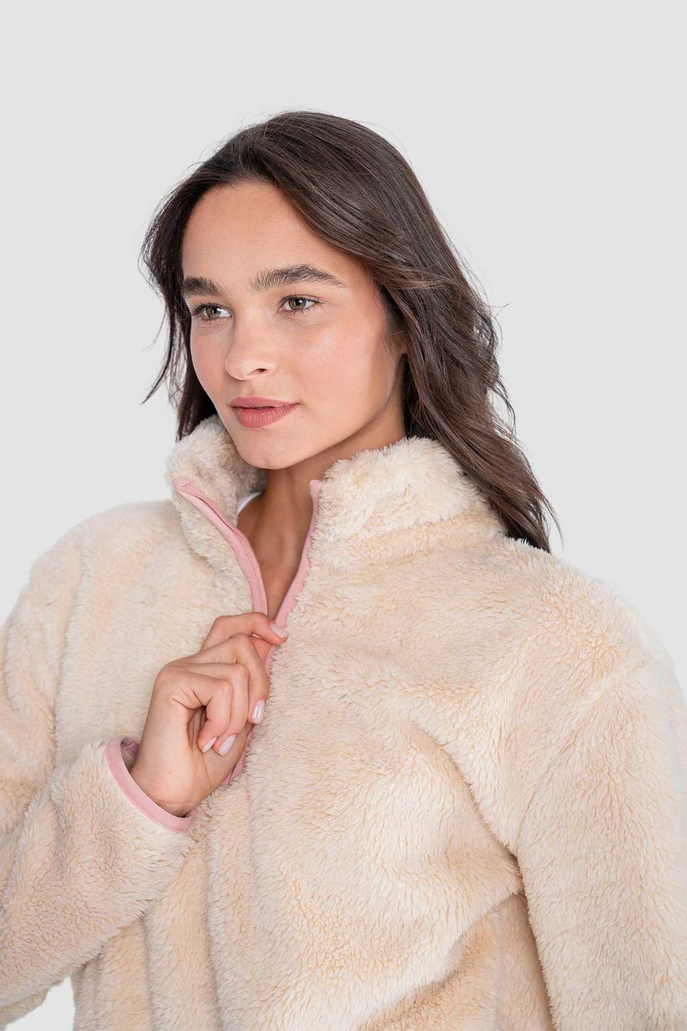 Polerón Chiporro Mujer Shaggy Solid Bone-2