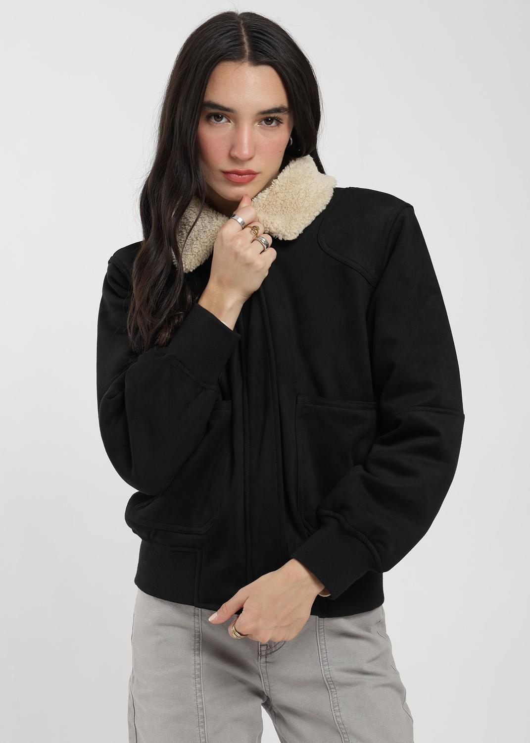 Chaqueta Bomber Suede Mujer-0