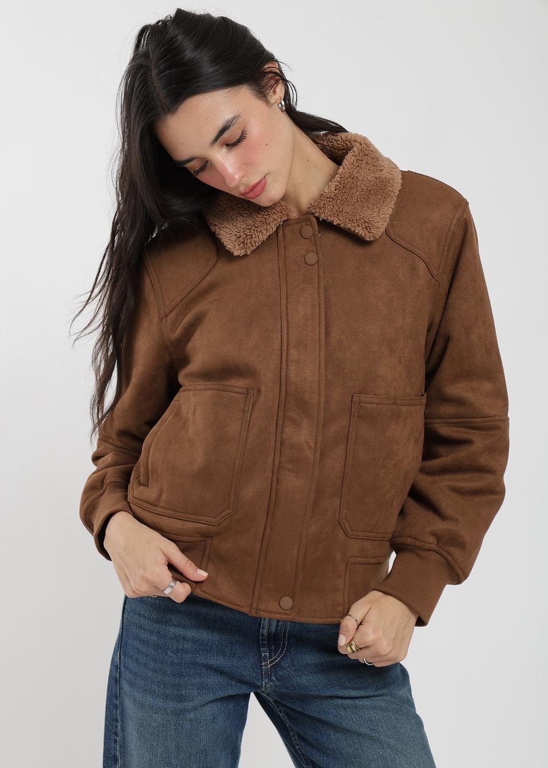Chaqueta Bomber Suede Mujer-0