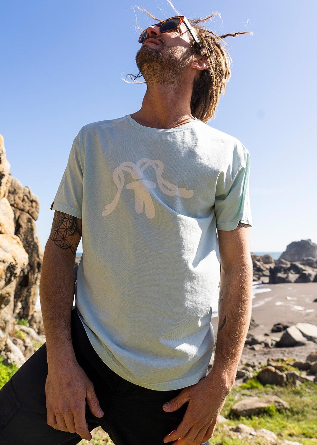 Polera Hombre Orgánica Aqua Turquoise-4
