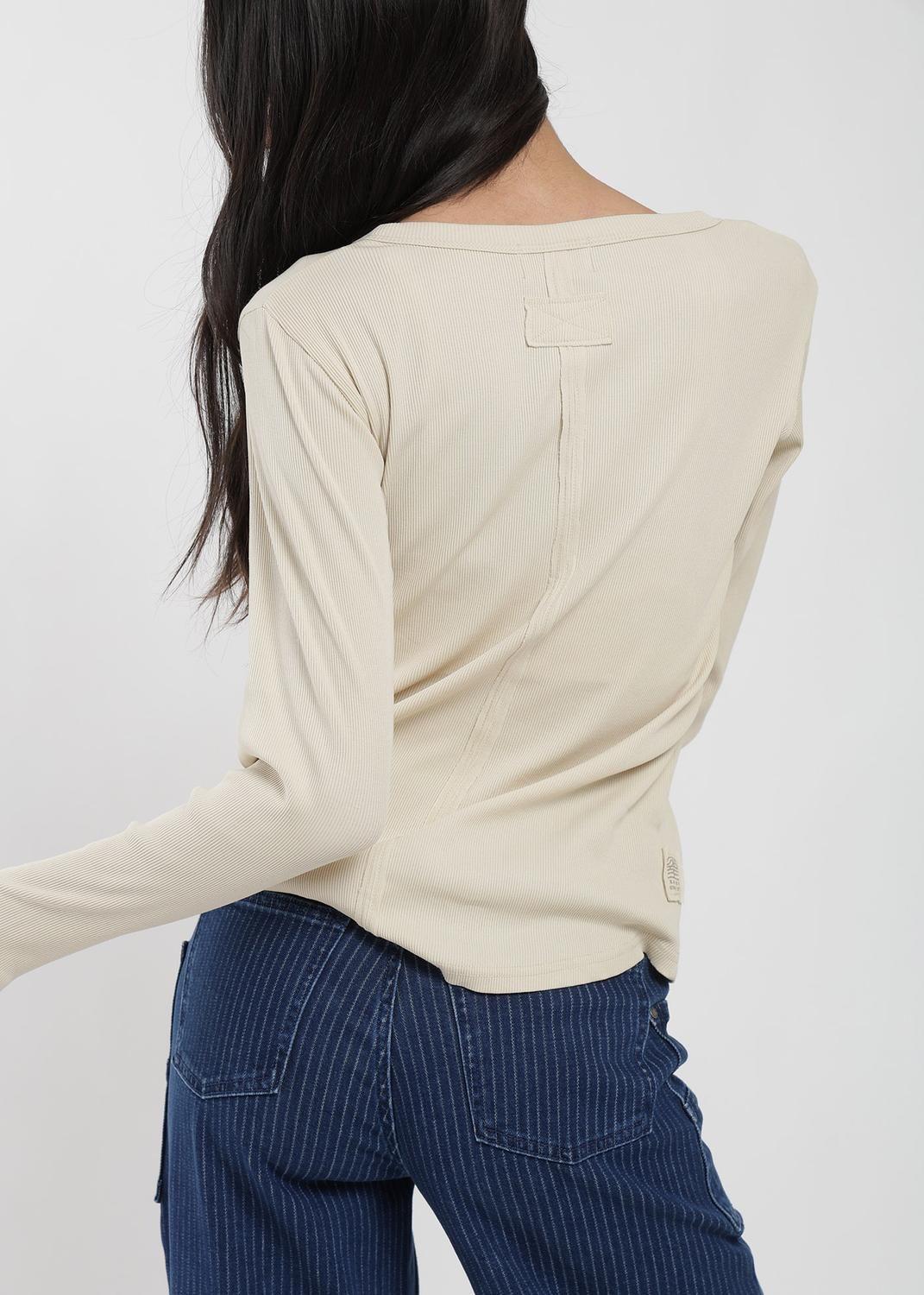 Polera Manga Larga Half Snap Rib Mujer-3