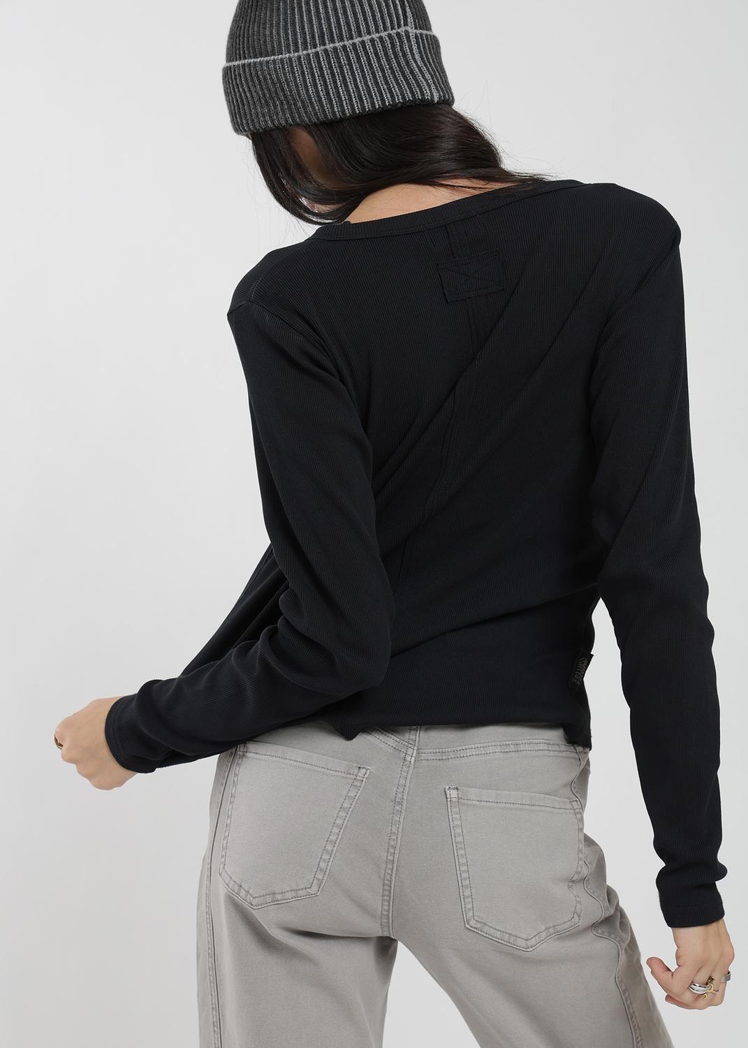 Polera Manga Larga Half Snap Rib Mujer-3