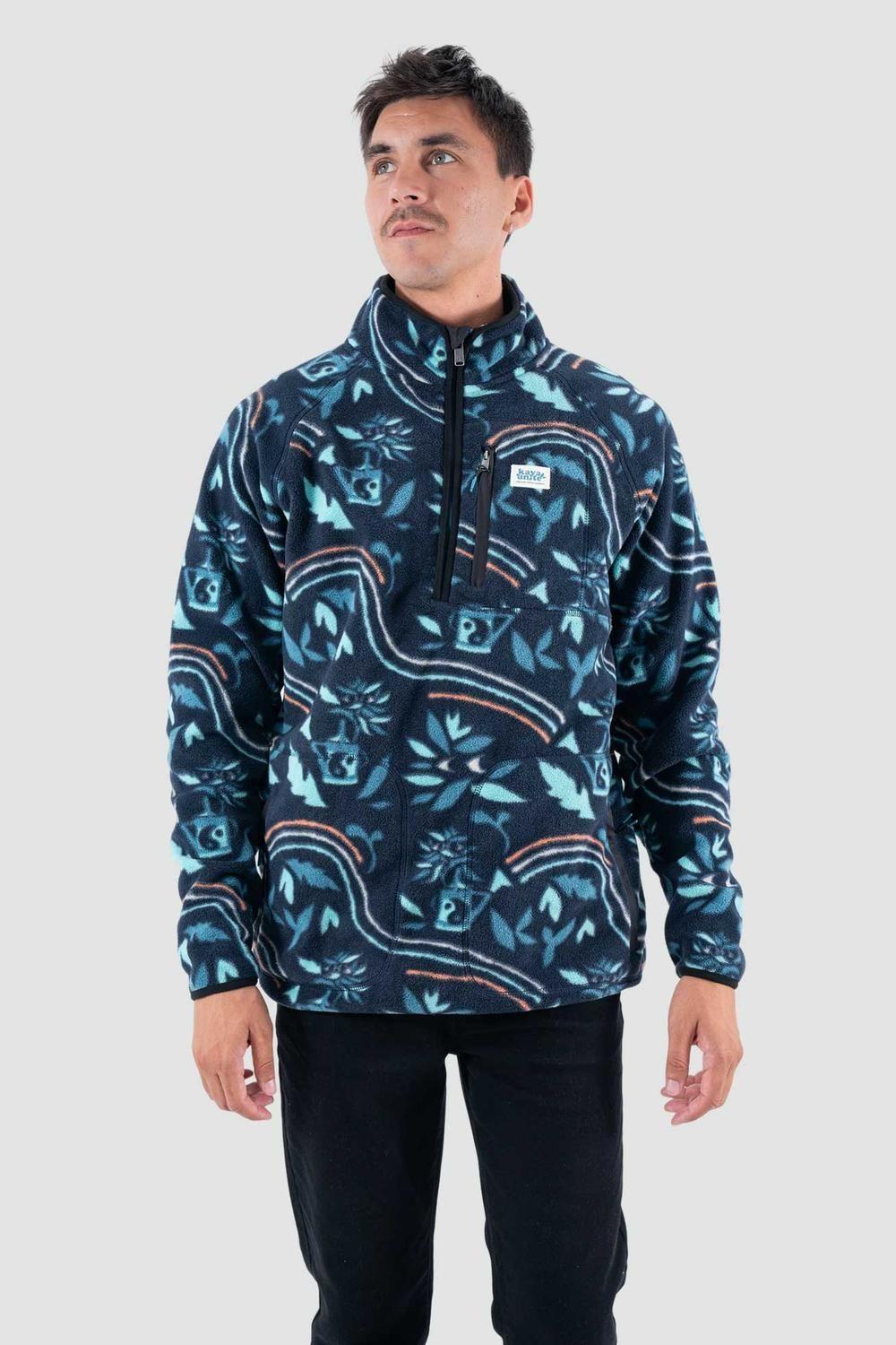 Polar Hombre Half Zip Patch Moke Petrol-0