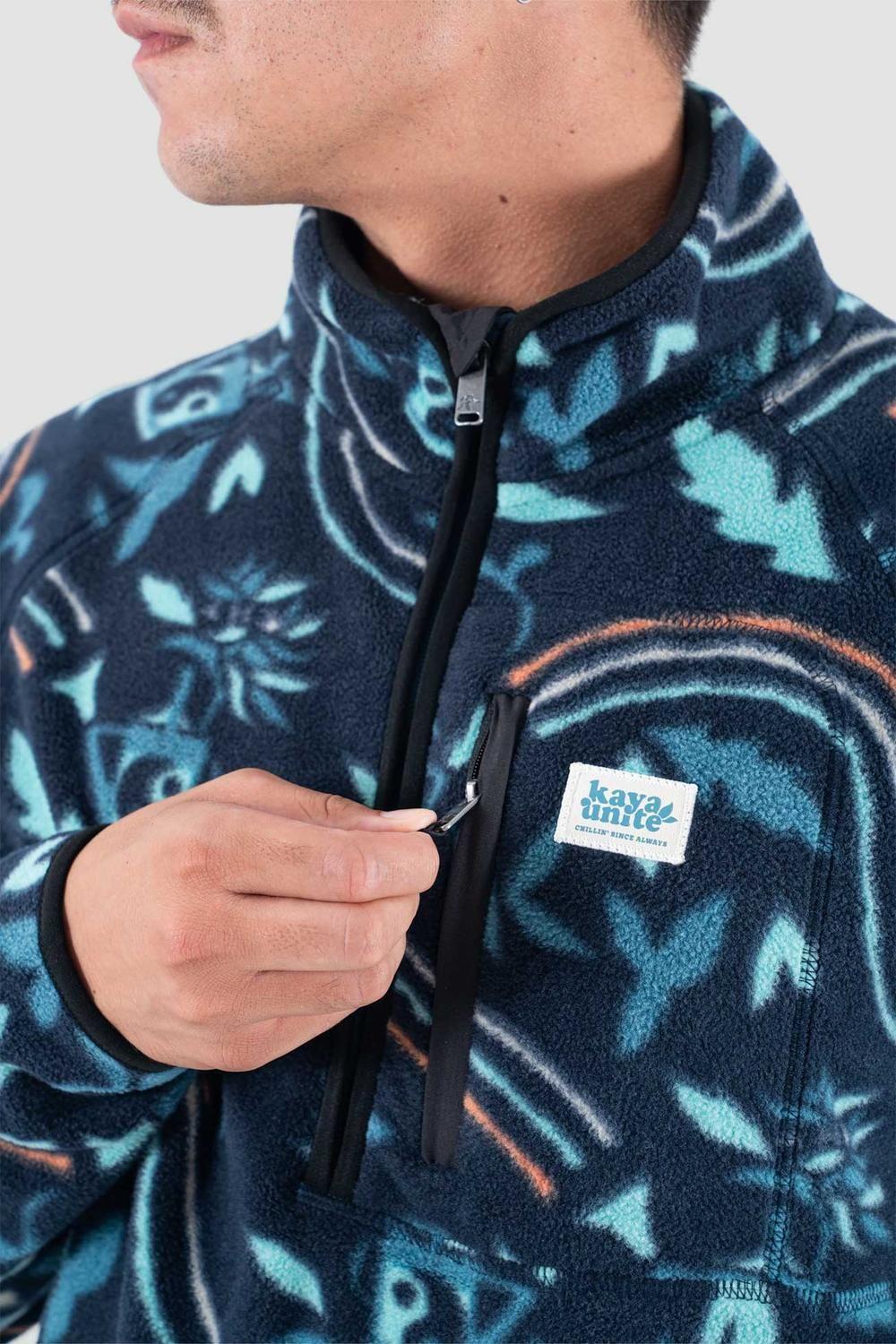 Polar Hombre Half Zip Patch Moke Petrol-2