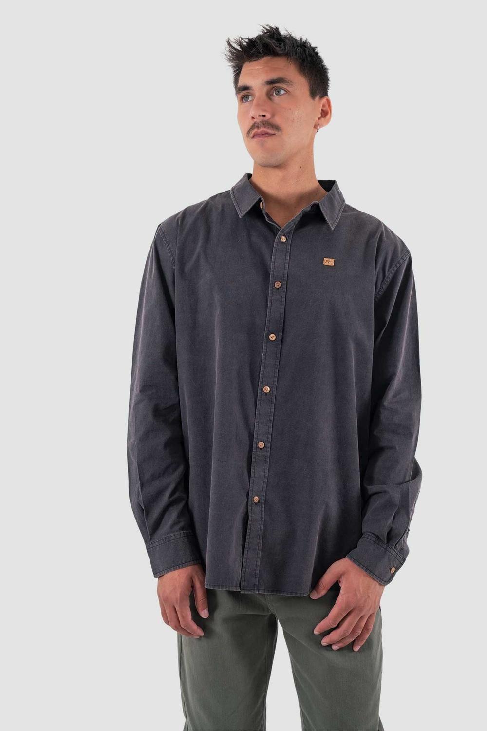 Camisa Manga Larga Algodón - Negro-0