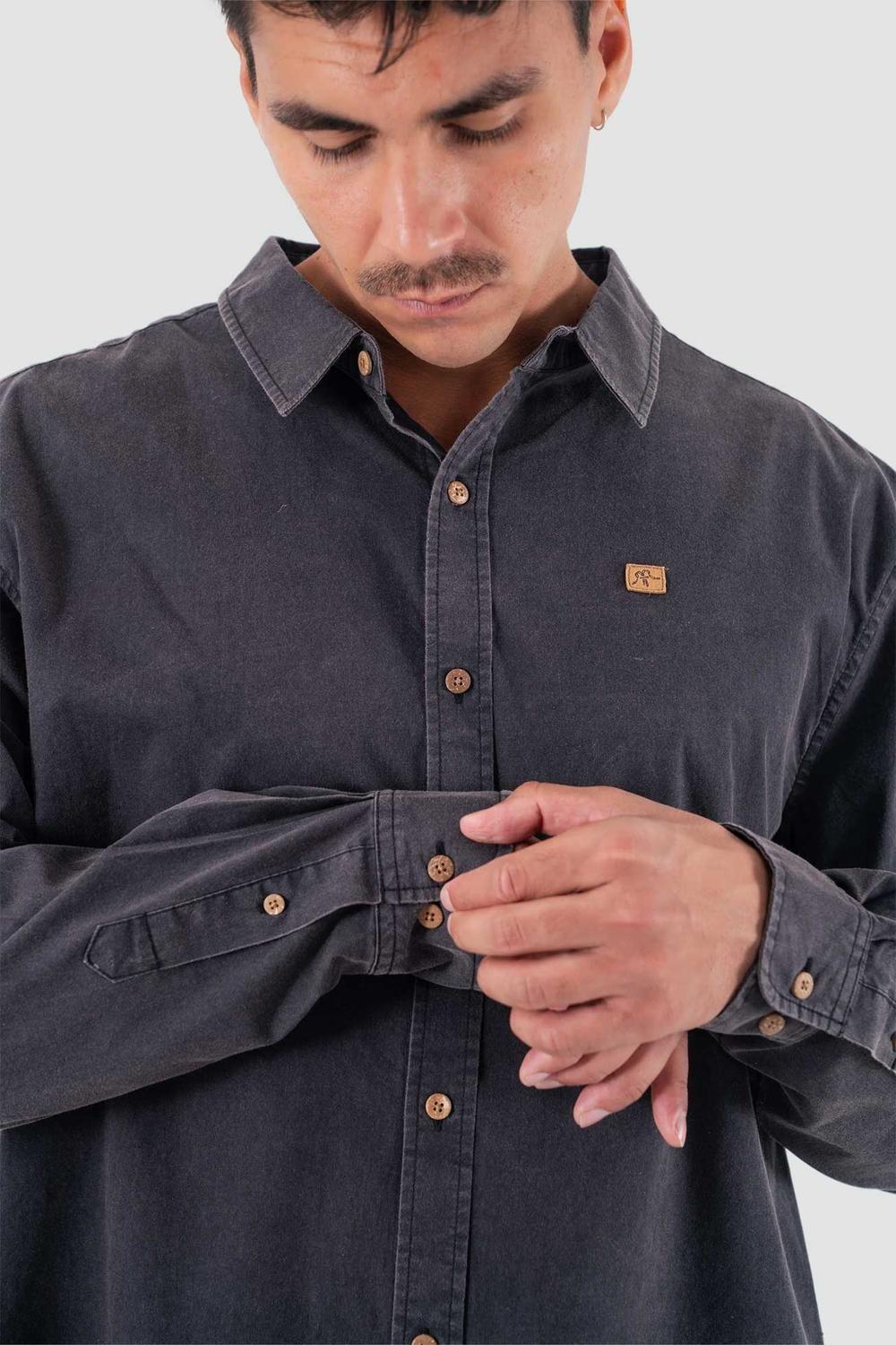 Camisa Manga Larga Algodón - Negro-2