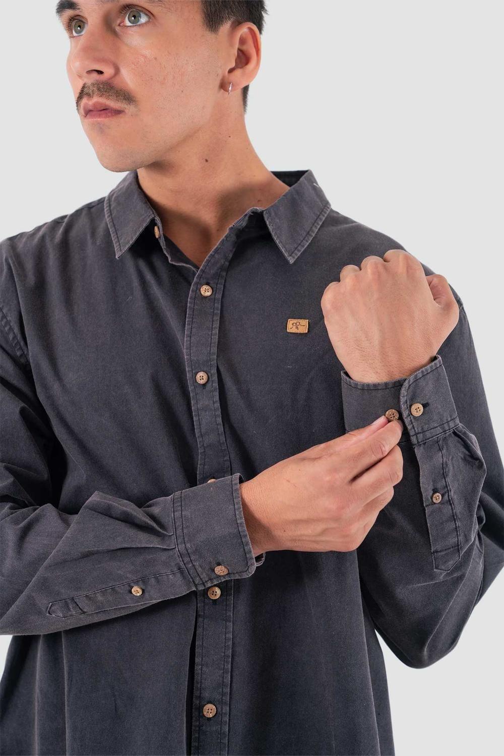 Camisa Manga Larga Algodón - Negro-3