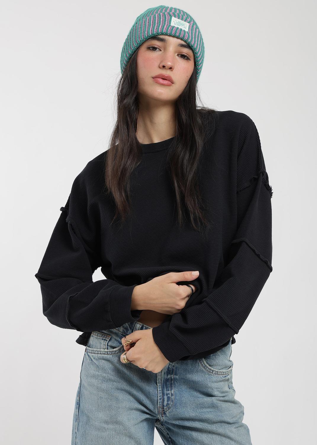 Polerón Cuello Redondo Acanalado Mujer-0