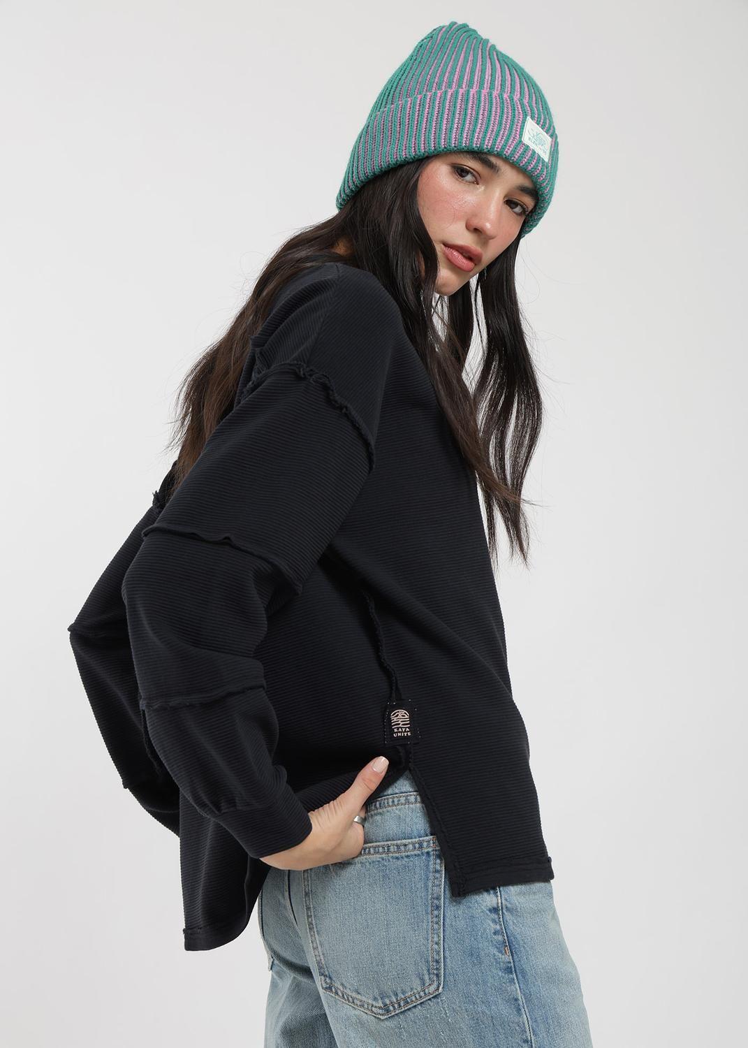 Polerón Cuello Redondo Acanalado Mujer-2