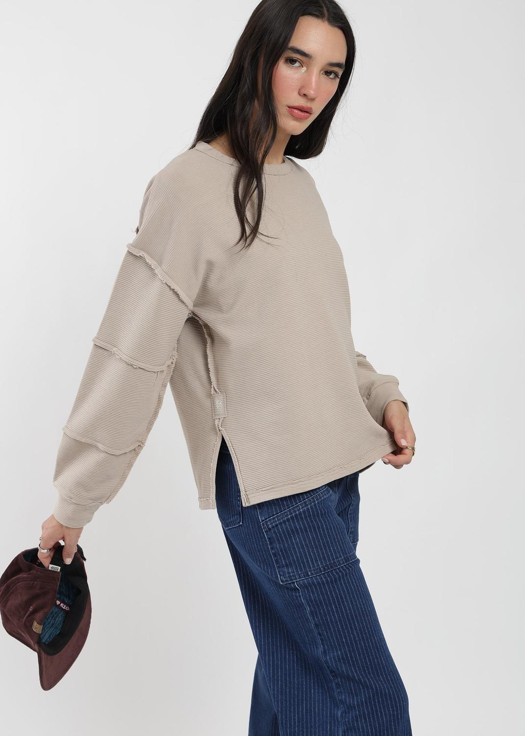 Polerón Cuello Redondo Acanalado Mujer-0