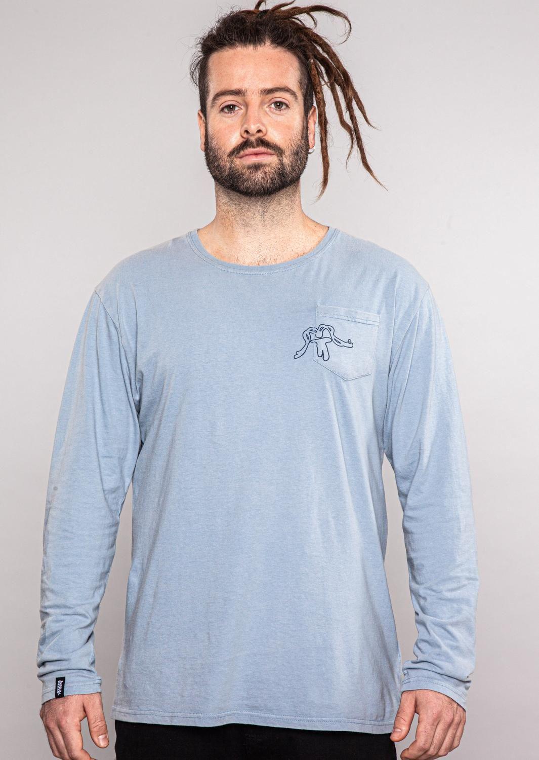 Polera Hombre Manga Larga Aqua Blue-0