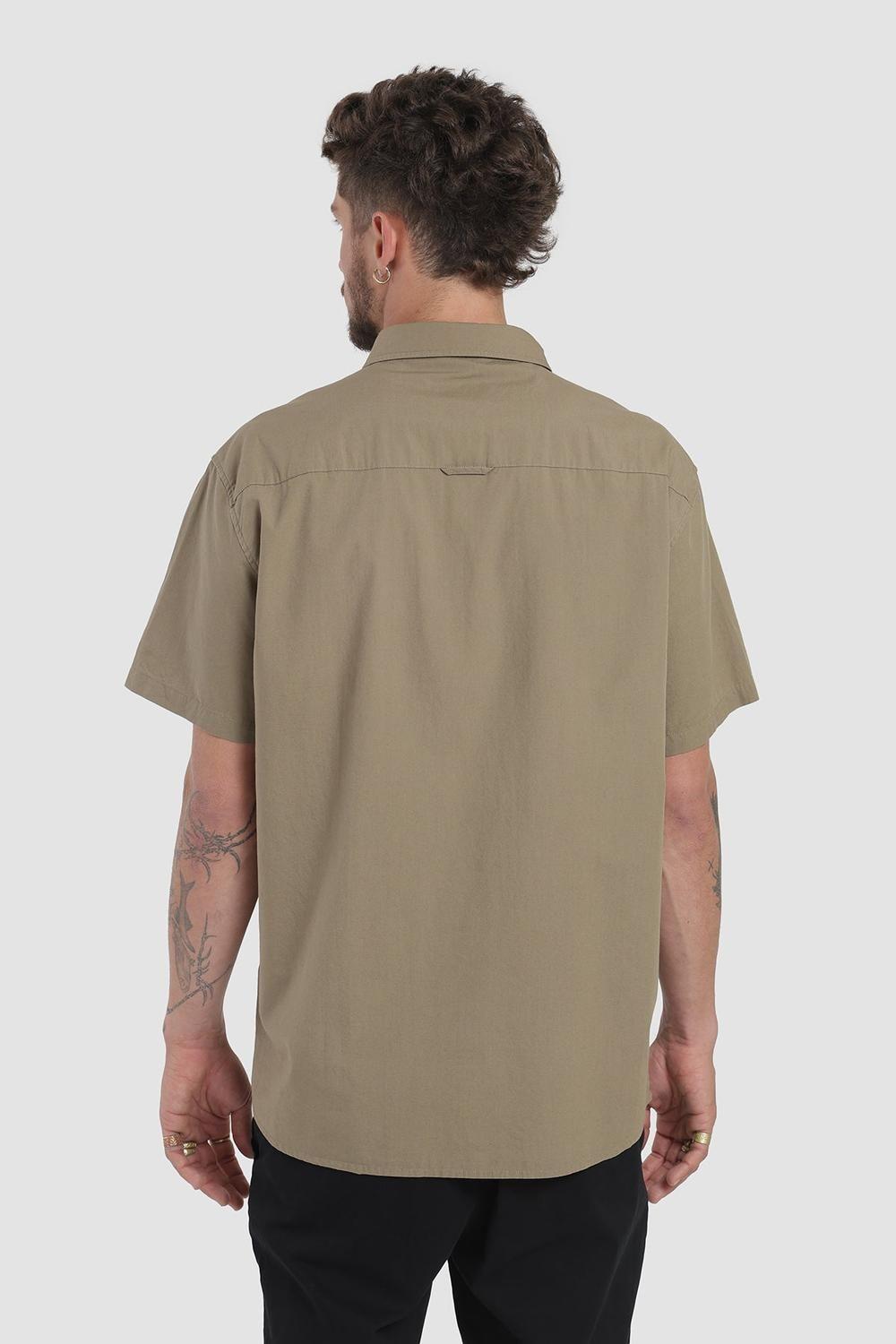 Camisa Manga Corta Algodón Hombre - Oliva-2