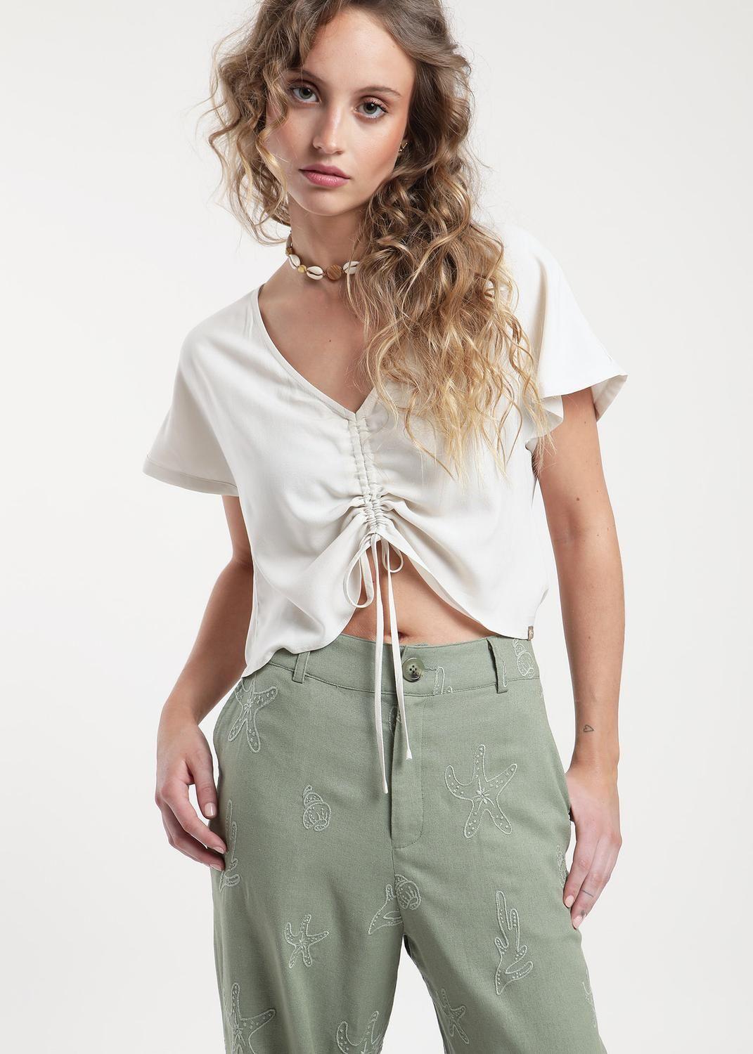 Blusa Viscosa Solid Ecru-2