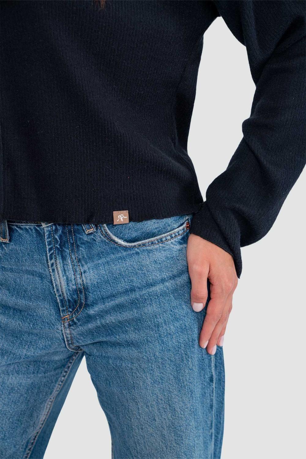 Polera Rib Mujer Manga Larga Negra-2