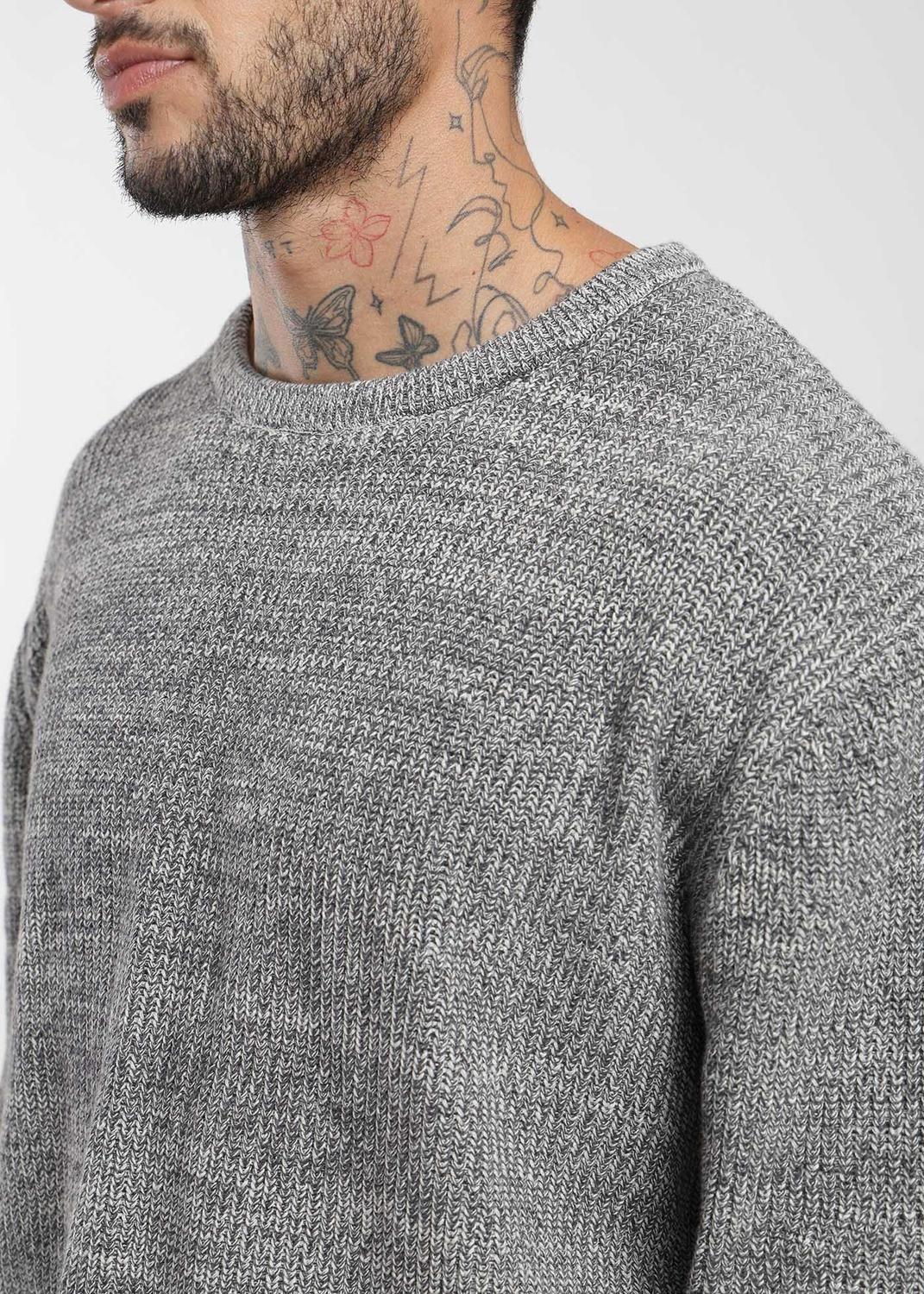 Chaleco Tejido Cuello Redondo Melange Hombre-3