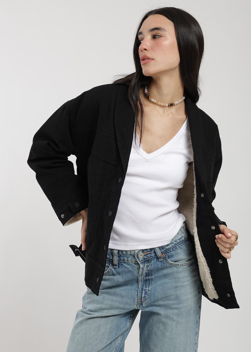 Chaqueta Clásica Canvas Solid Mujer-3