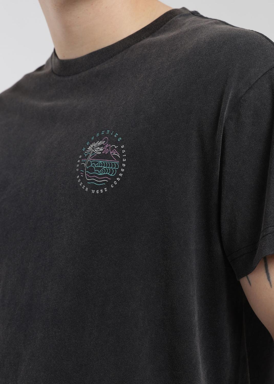Polera Diseño Algodón Print Hombre Negro-2