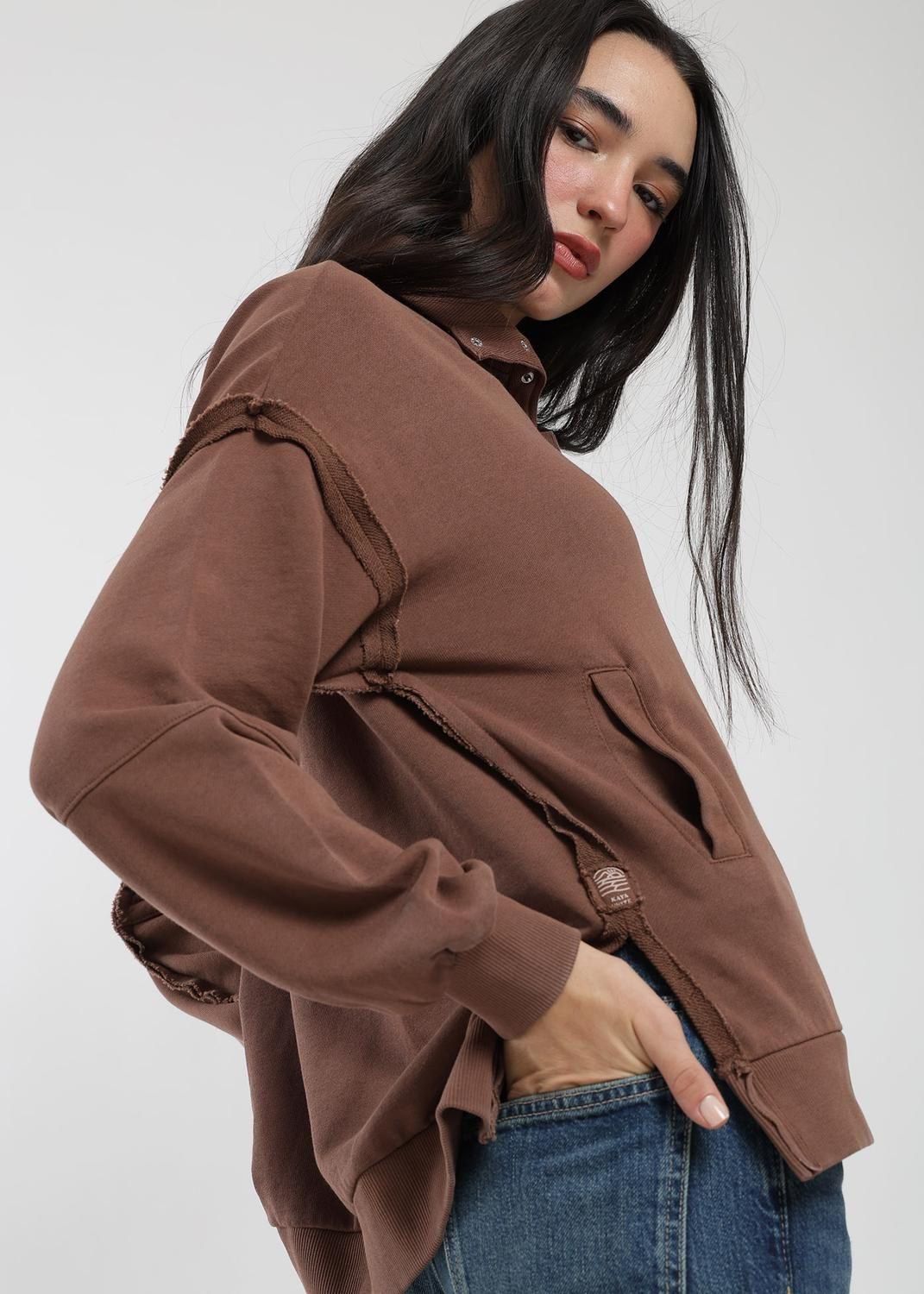 Polerón Algodón Half Snaps Murta Mujer-2