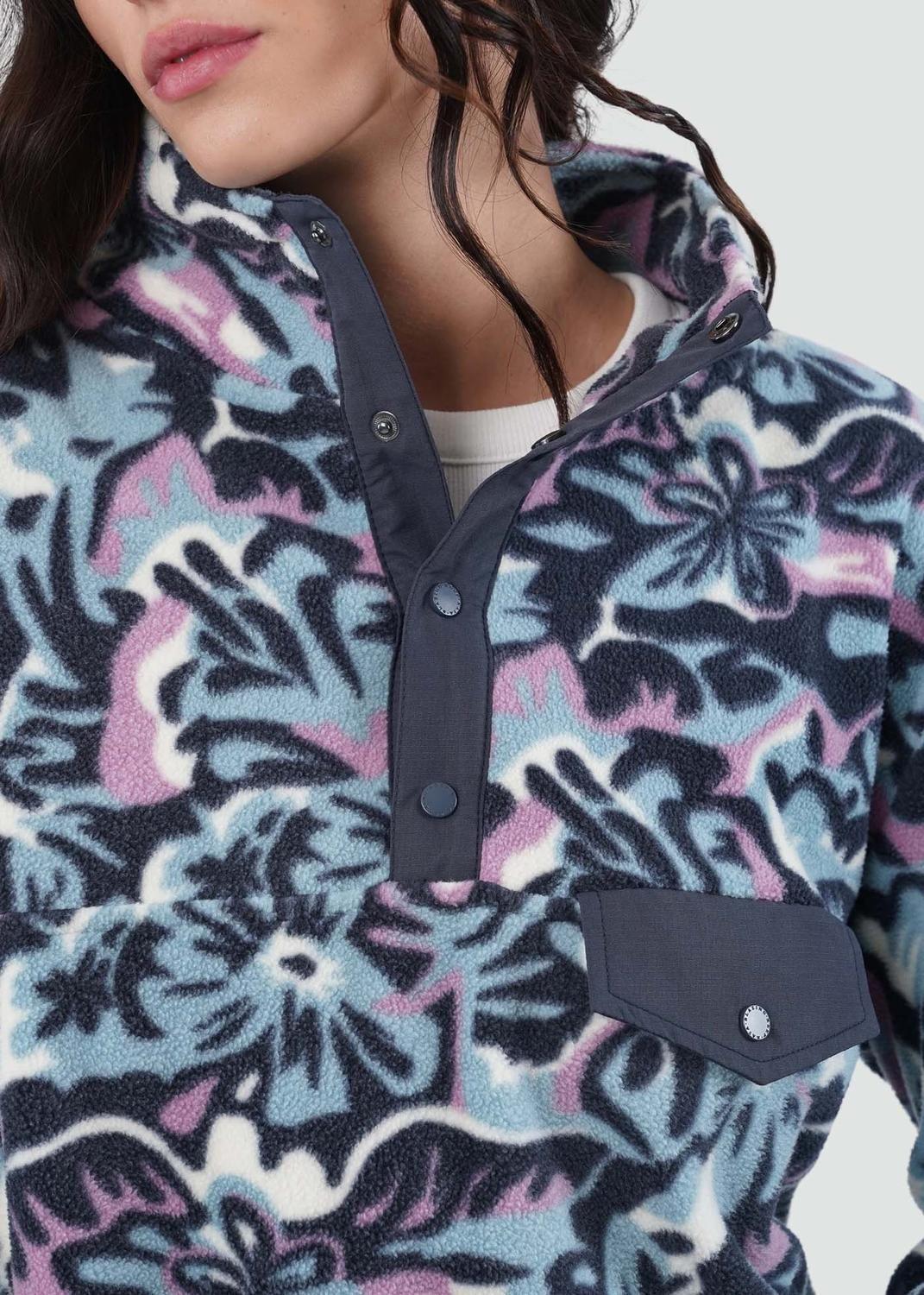 Polar Mujer Half Snaps Flowers Azul-2
