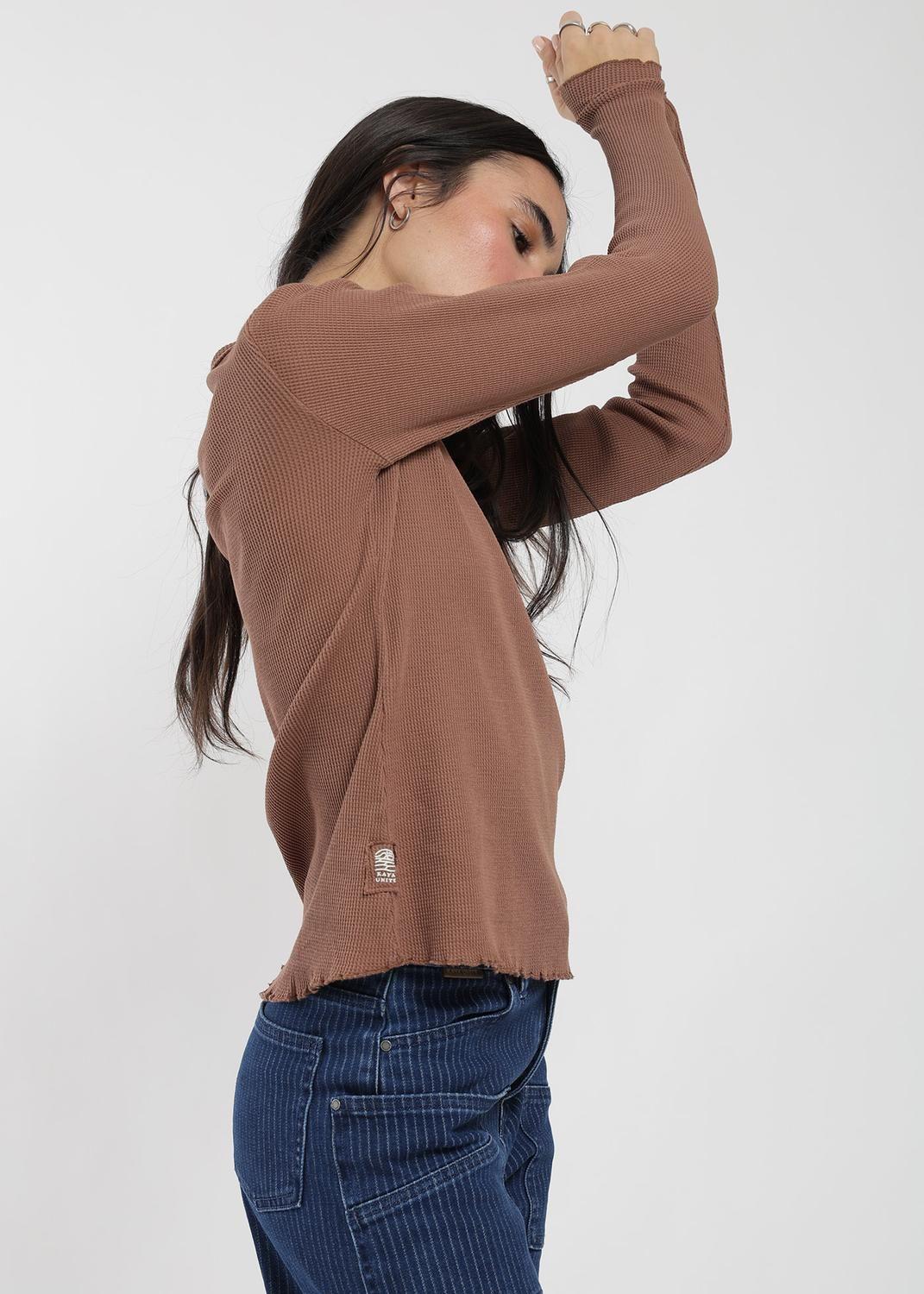 Polera Manga Larga Algodón Waffle Mujer-2