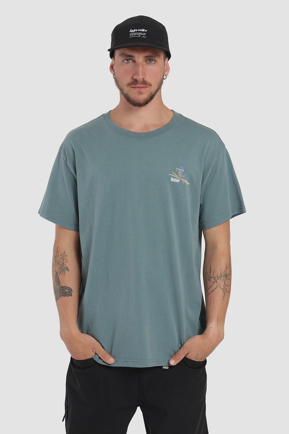 Polera Diseño Martin Pescador Algodón Hombre - Petróleo-1