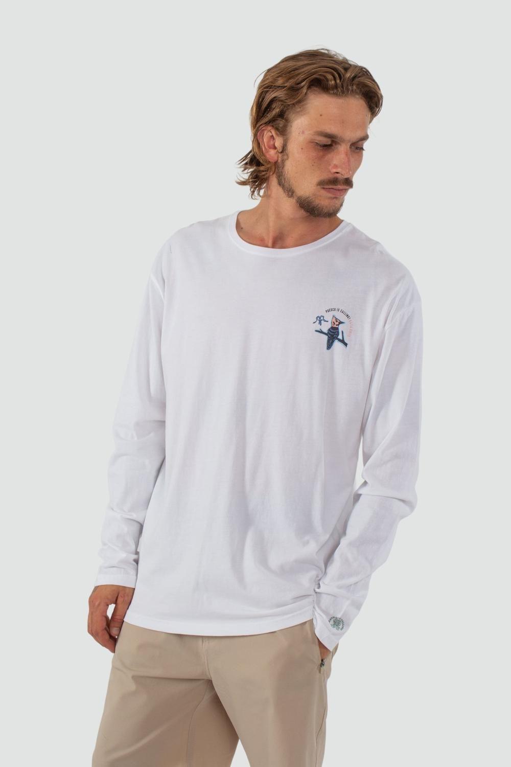 Polera Hombre Manga Larga Puesco Blanca-0