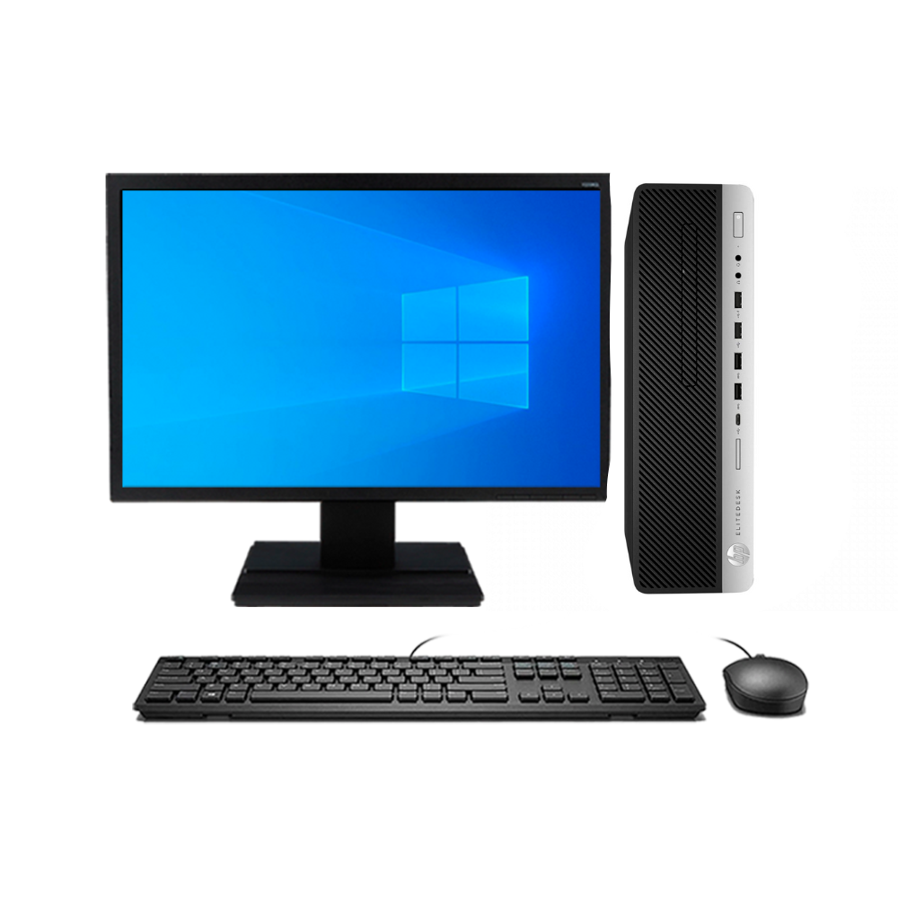 KIT MONITOR + PC HP 800 G3 SFF i7 8GB 256GB SSD + Teclado & Mouse Reacondicionado Grado A-0