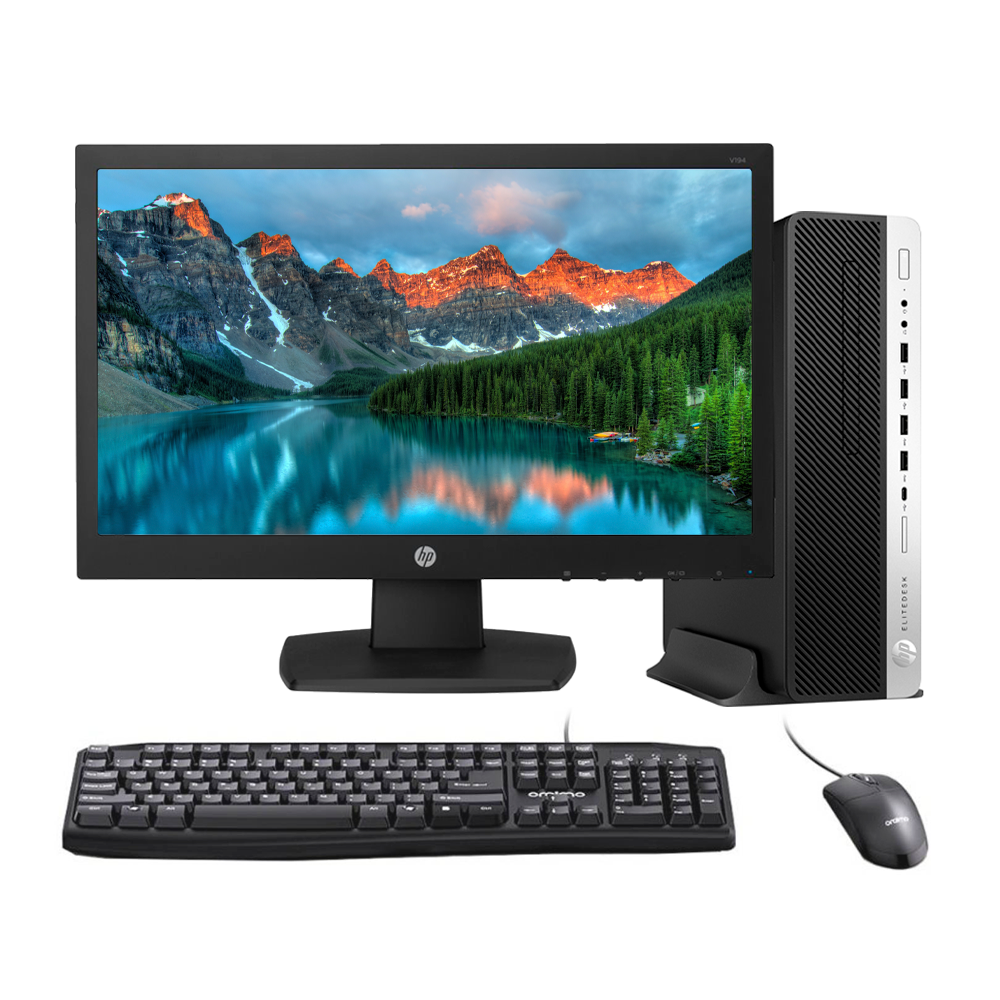  KIT MONITOR + PC Desktop HP Elitedesk 800 G4 SFF i7 16GB 500 GB Teclado & Mouse Reacondicionado A-0