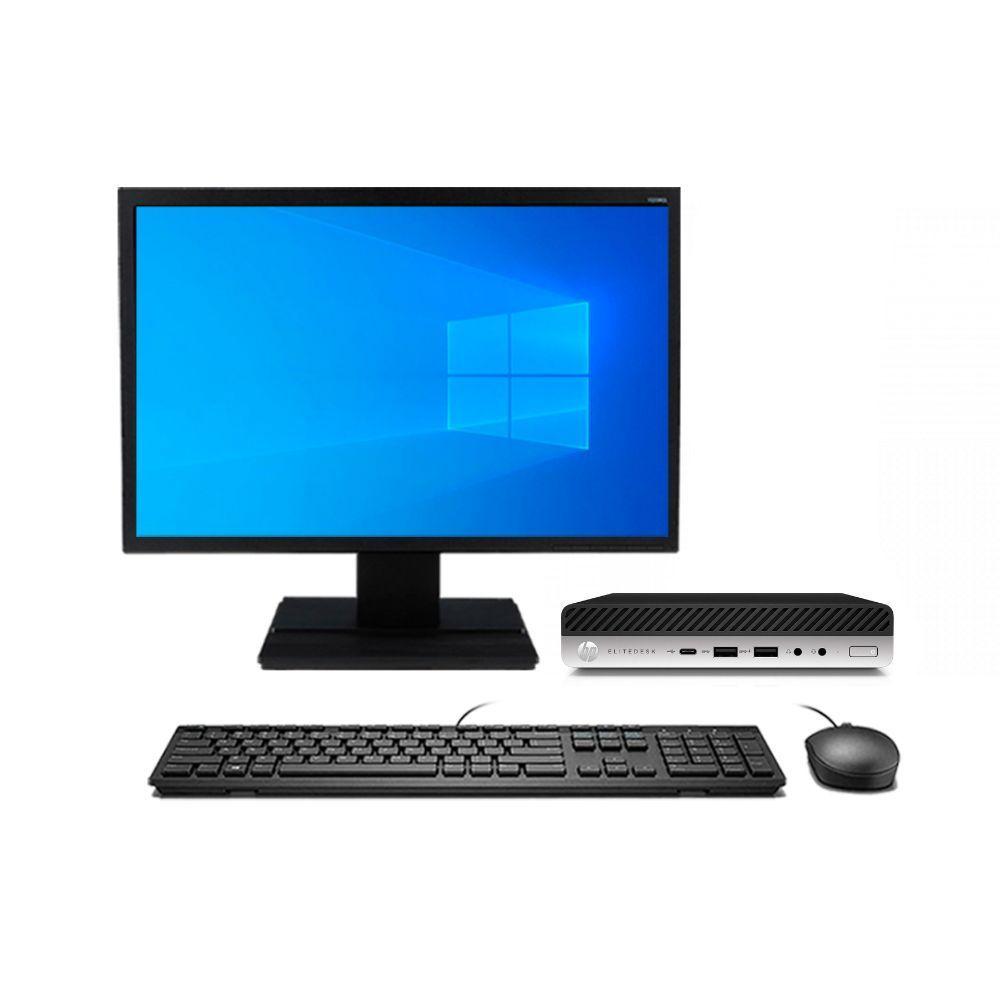 KIT MONITOR + MINI PC HP 800 G5 i5 8GB 256GBSSD + Teclado & Mouse Reacondicionado Grado A-0